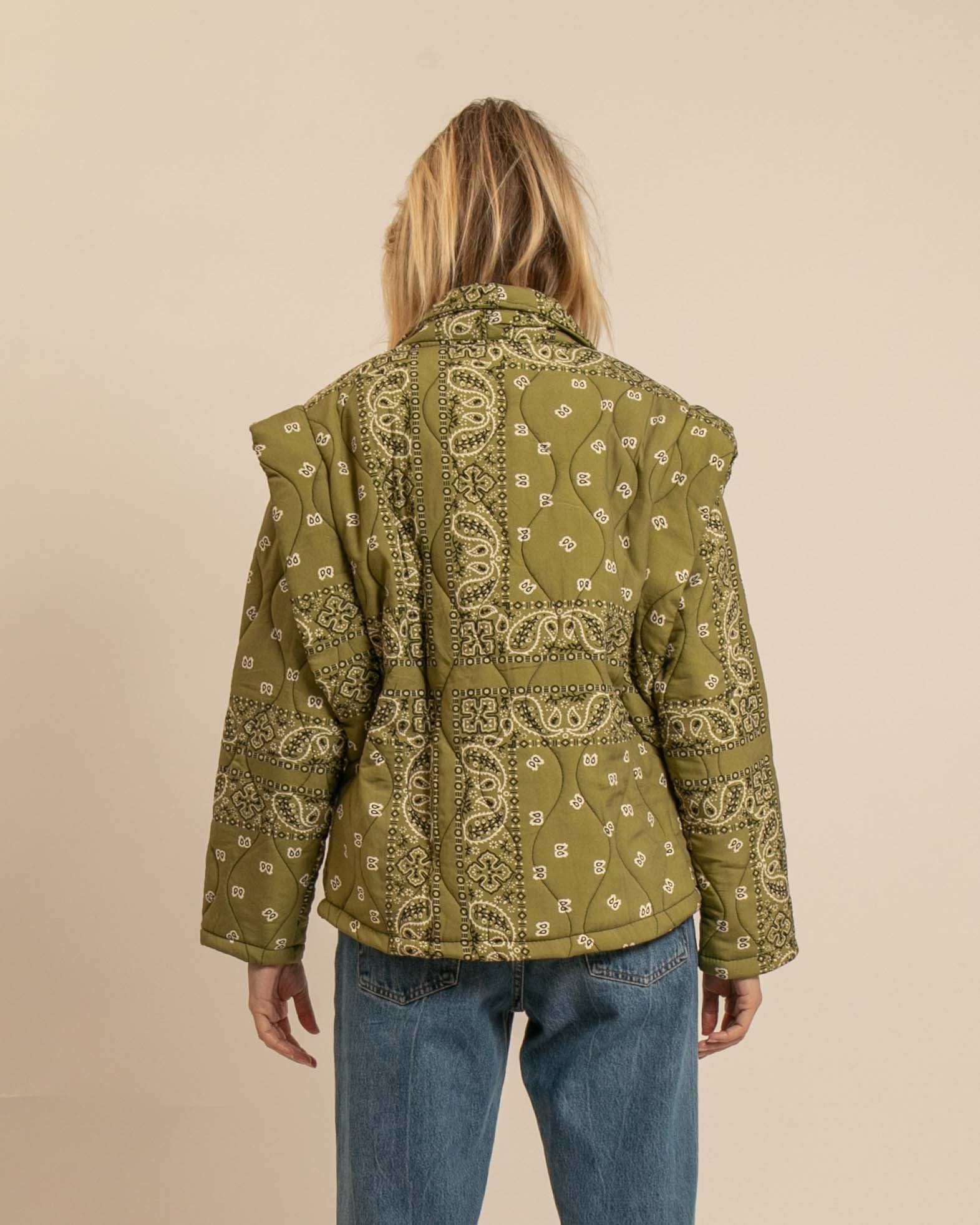 SAN FRANSISCO3 KIMONO VEST BANDANA PRINT OLIVE