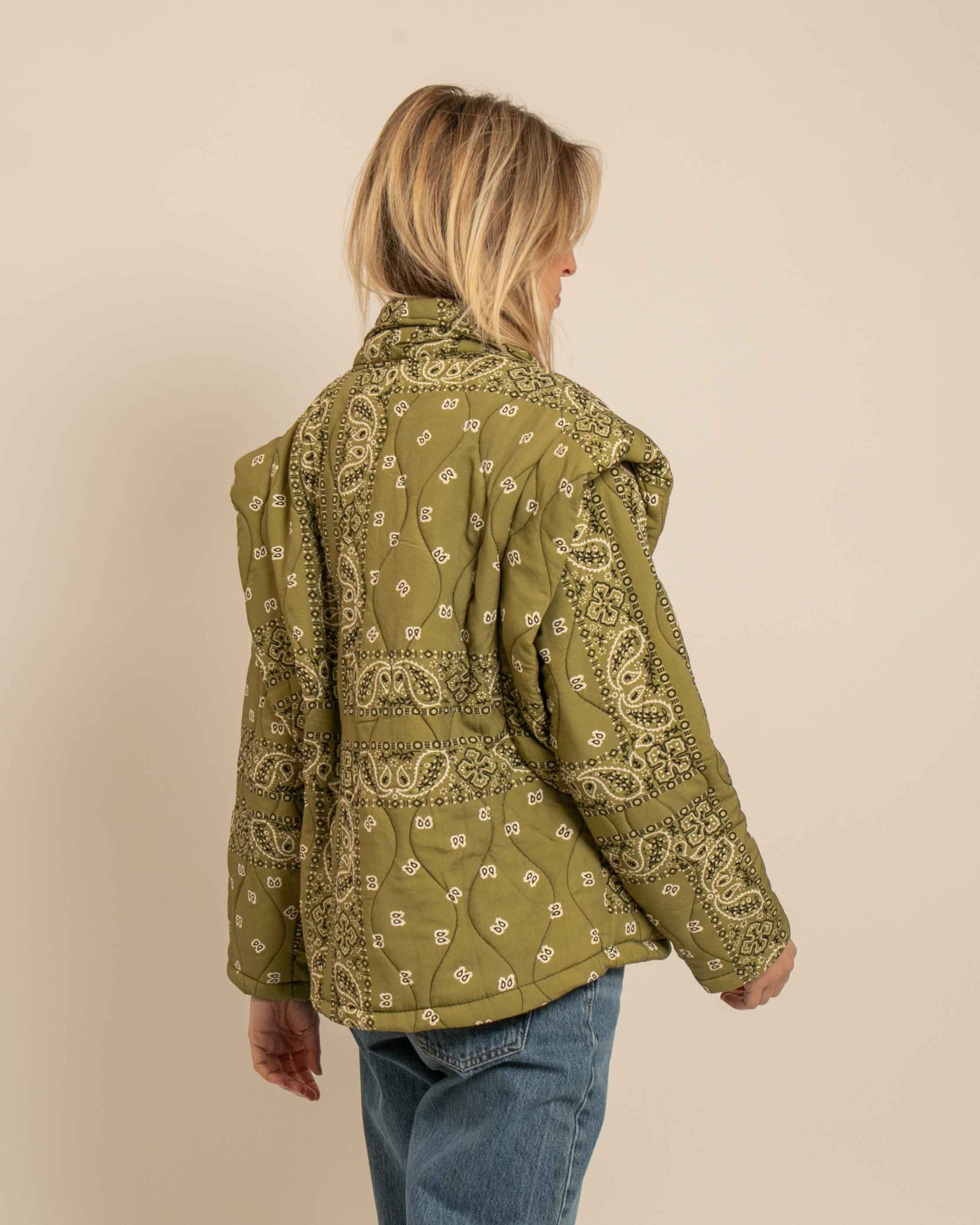 SAN FRANSISCO3 KIMONO VEST BANDANA PRINT OLIVE