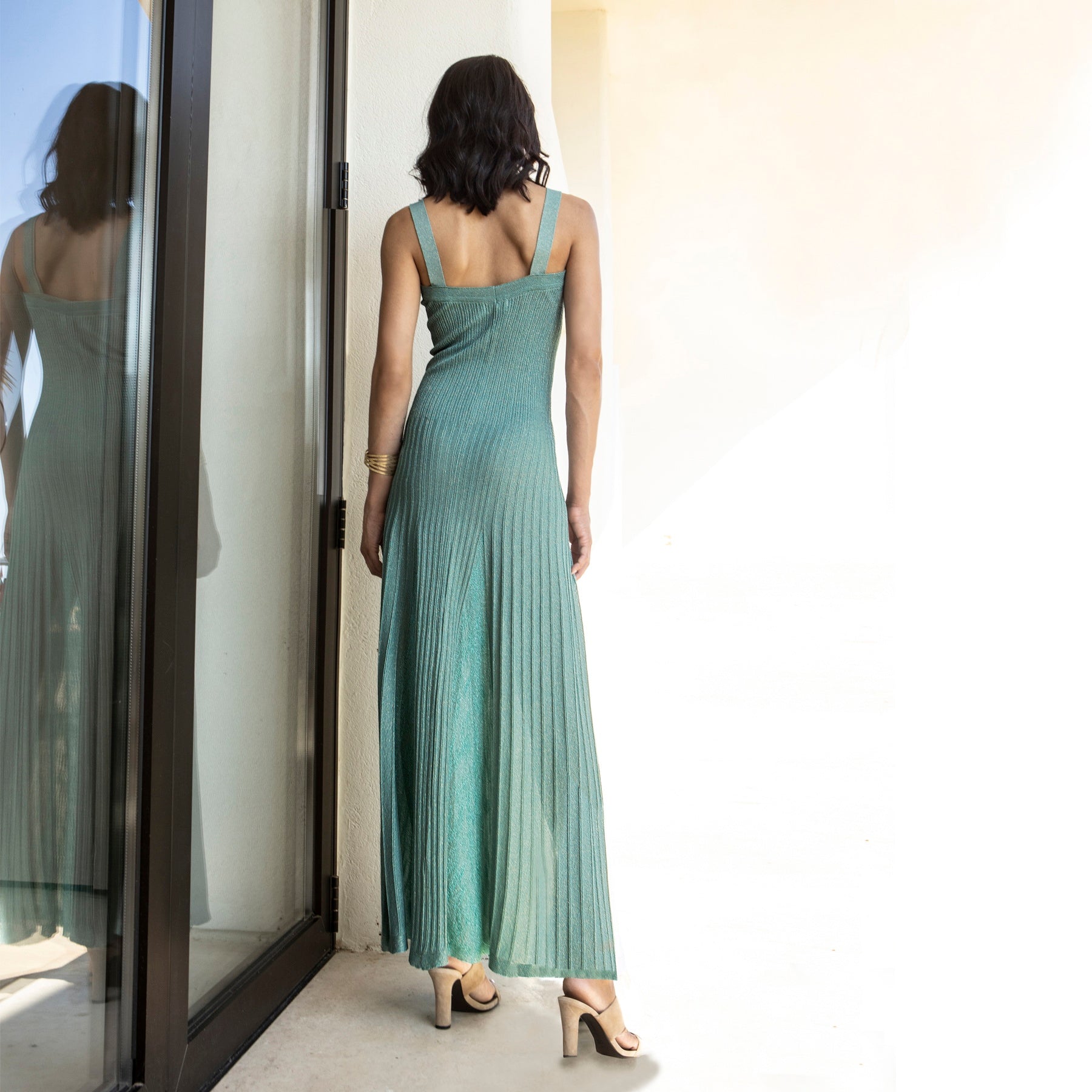 MARGHE TWO TONE TEAL AQUA MAXI DRESS