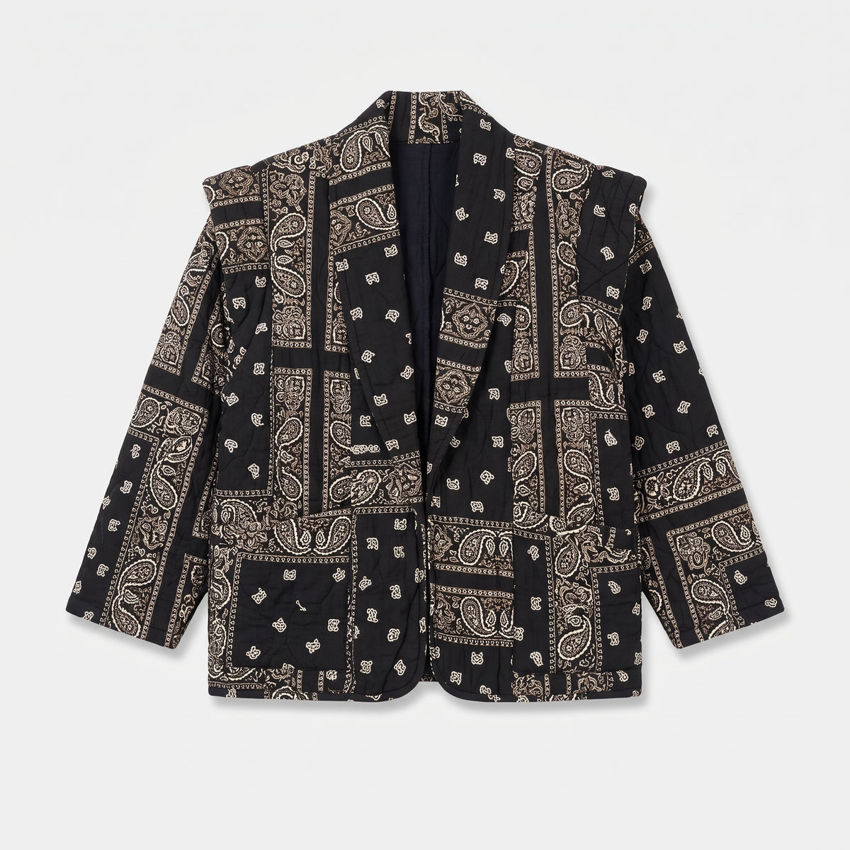 SAN FRANSISCO3 KIMONO VEST BANDANA PRINT BLACK
