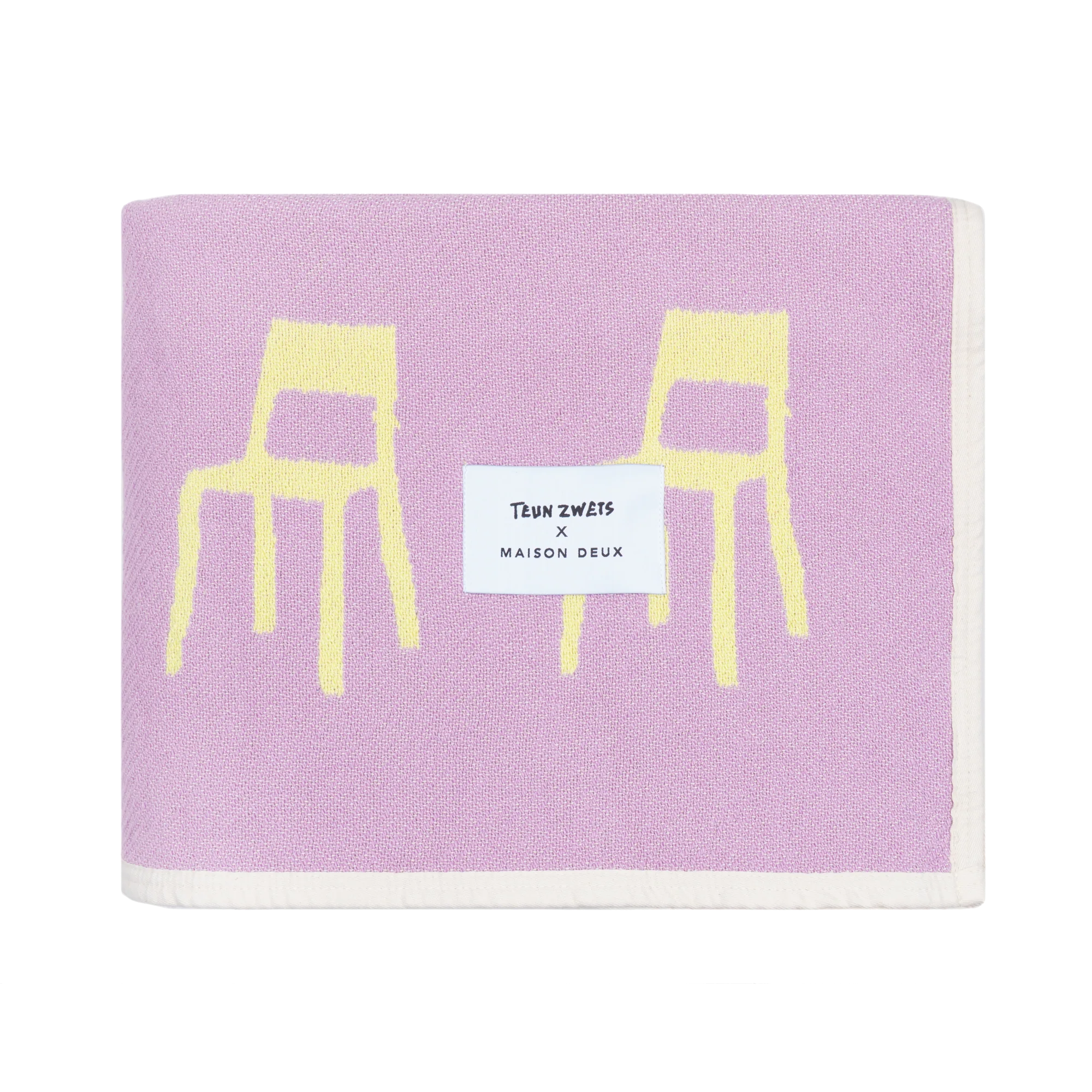 MAISON DEUX SPLITTED CHAIRS BLANKET LILAC BUTTER YELLOW COTTON