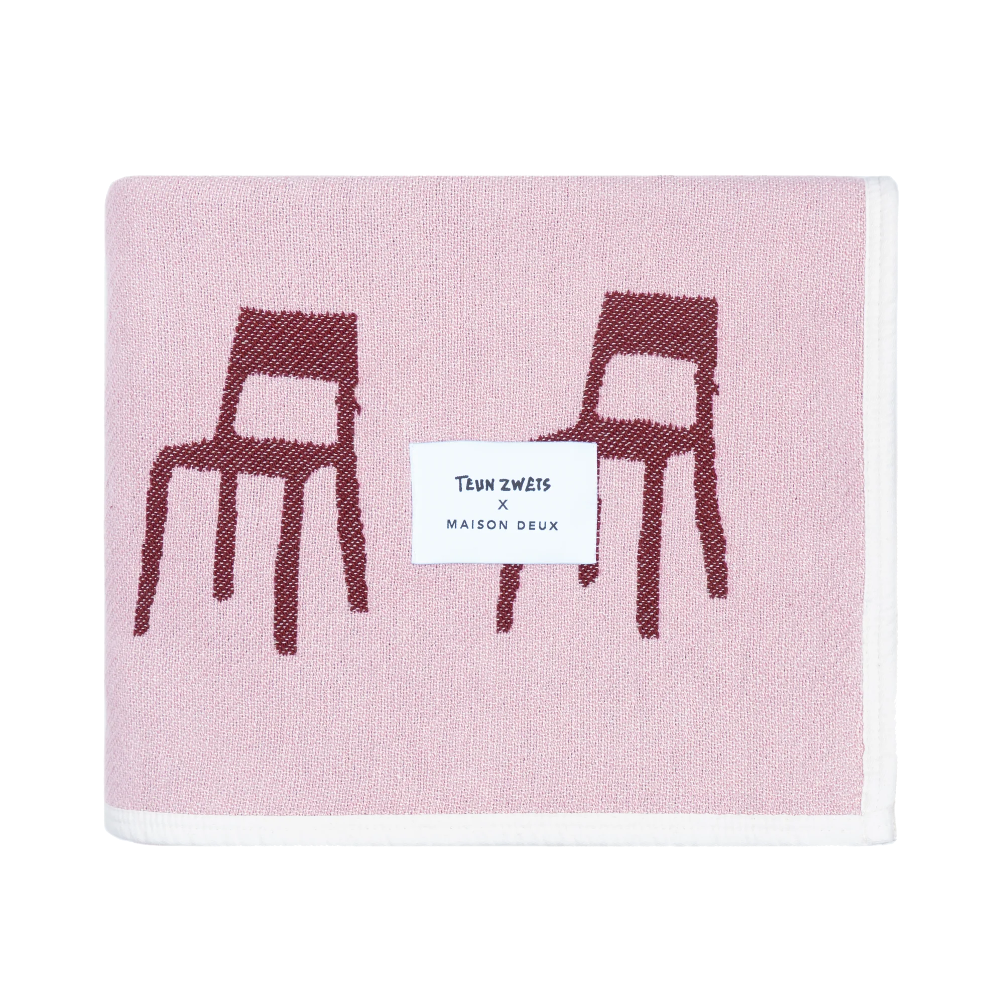 MAISON DEUX SPLITTED CHAIRS BLANKET PINK BORDO COTTON