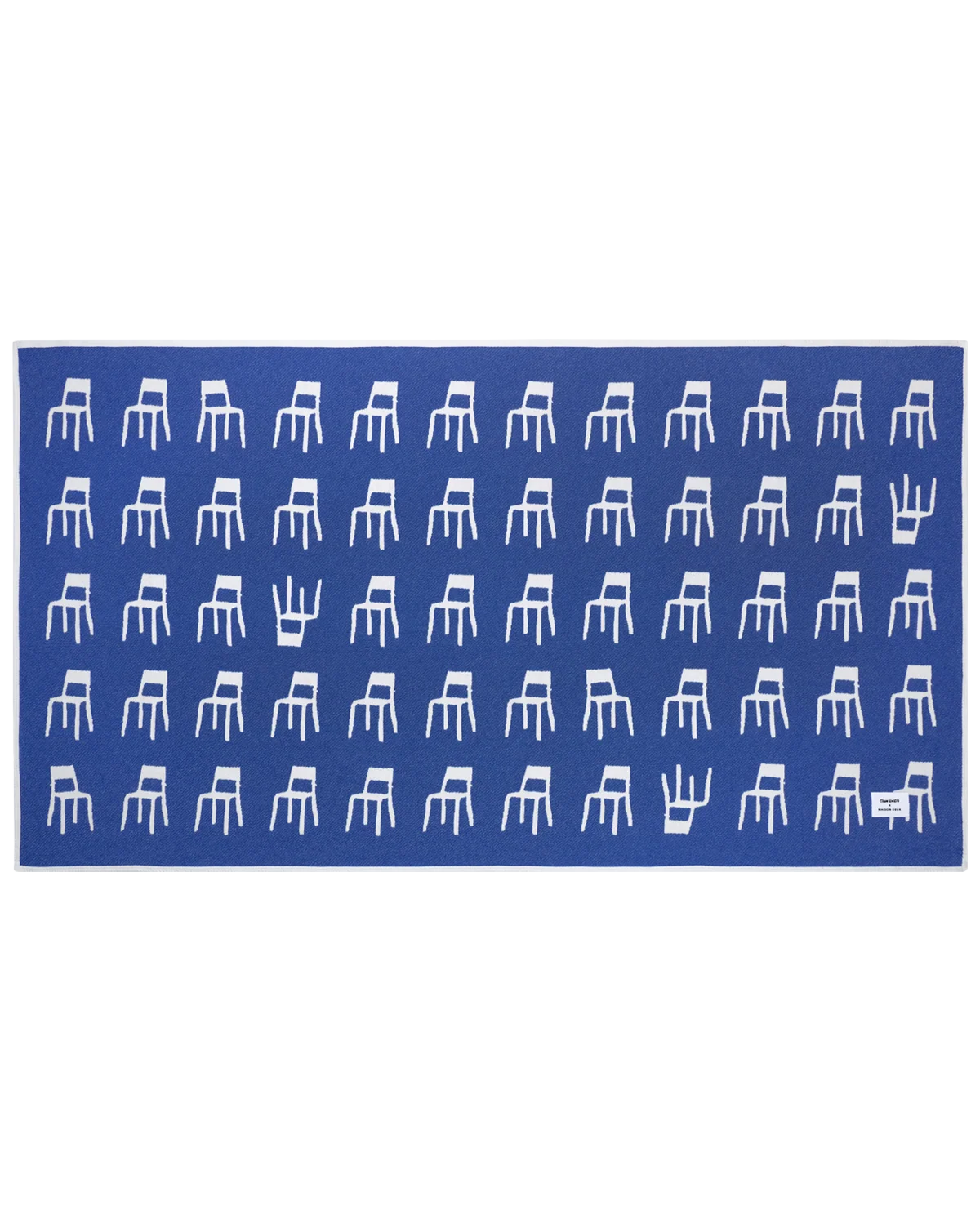 MAISON DEUX SPLITTED CHAIRS BLANKET COBALT BLUE COTTON
