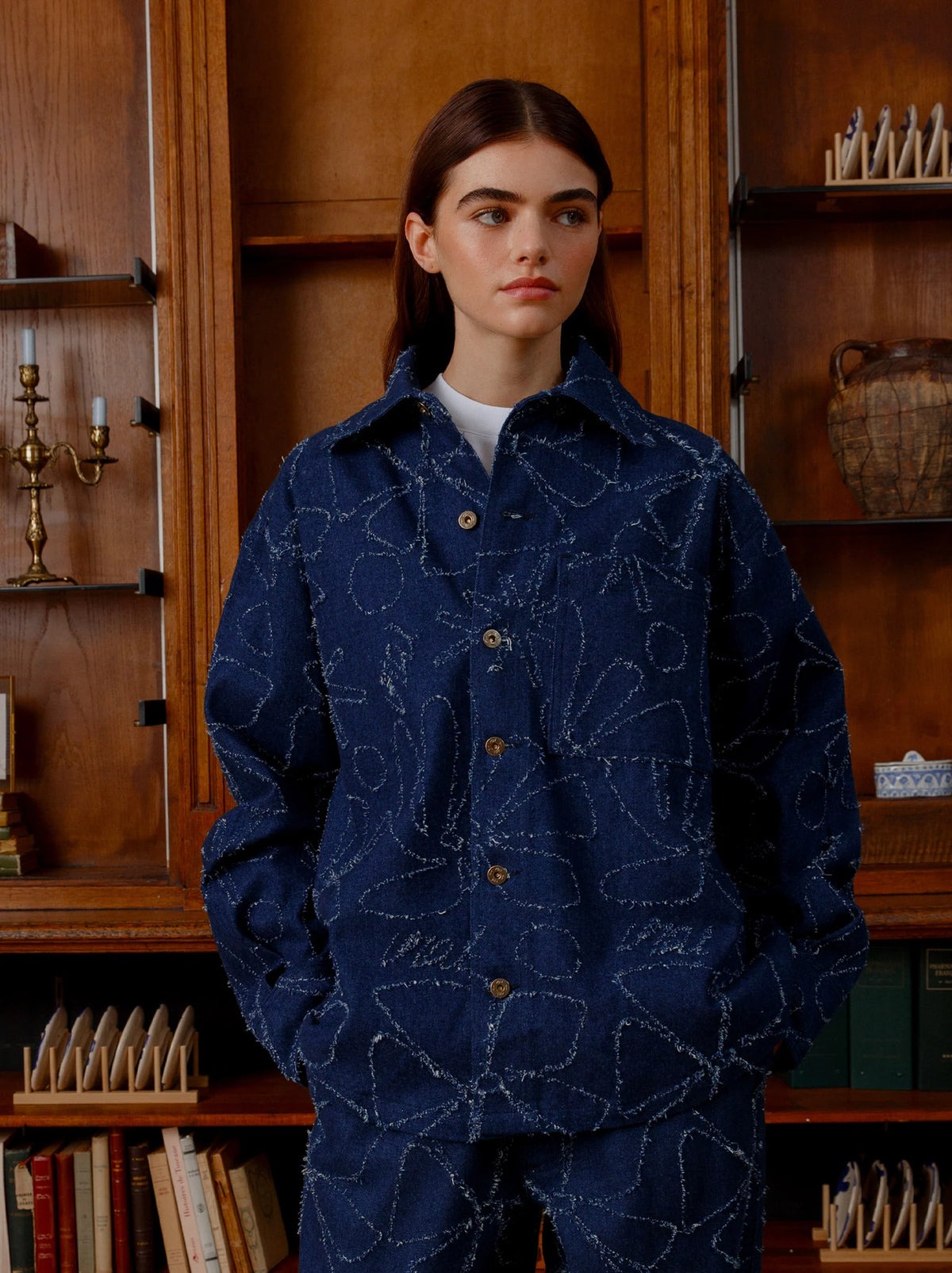 UNISEX DENIM FLOWER VEST