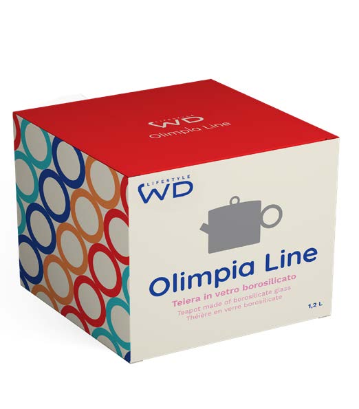 BOROSILICATE GLASS TEAPOT RED & LIGHT BLUE