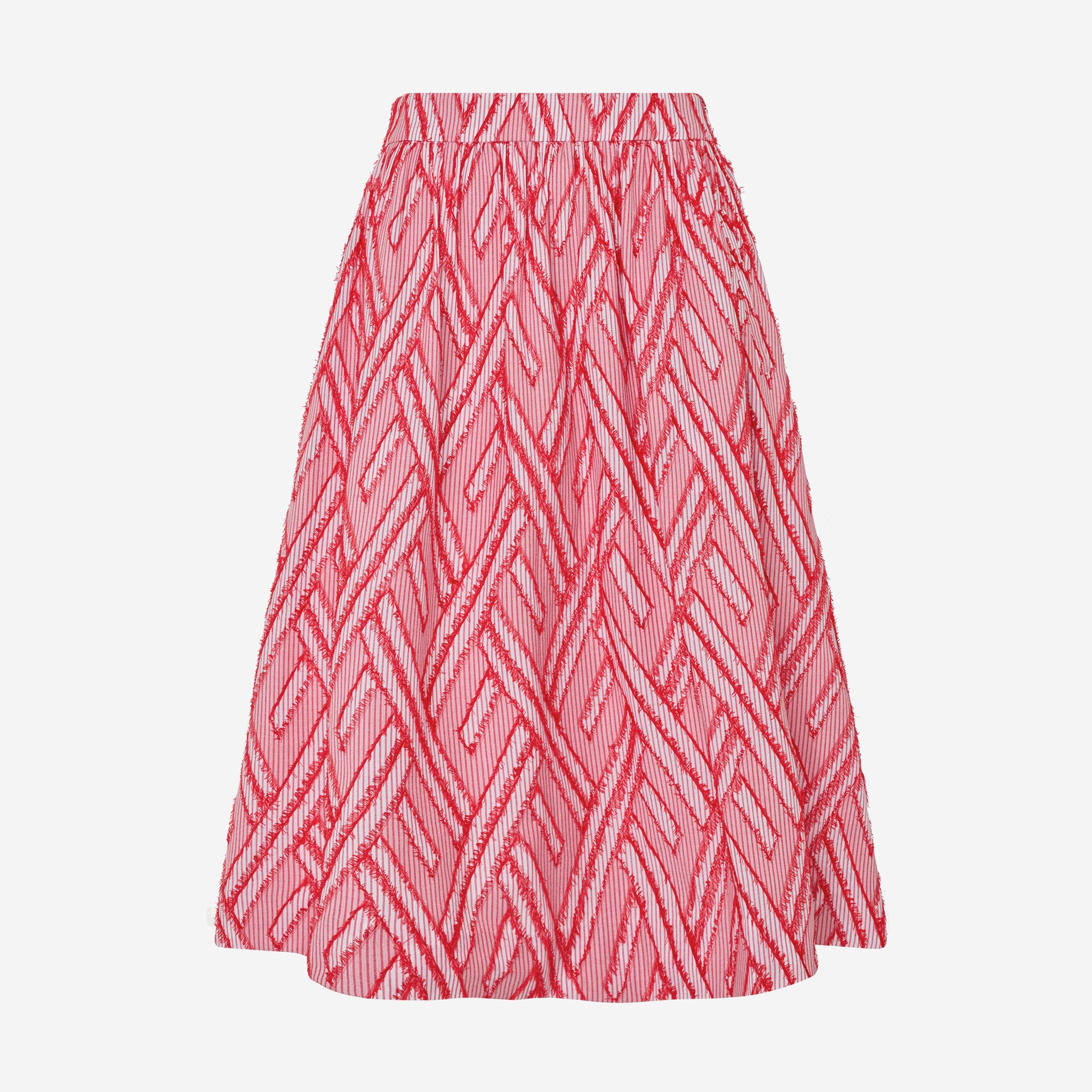 BENE SKIRT V PATTERN RED WHITE