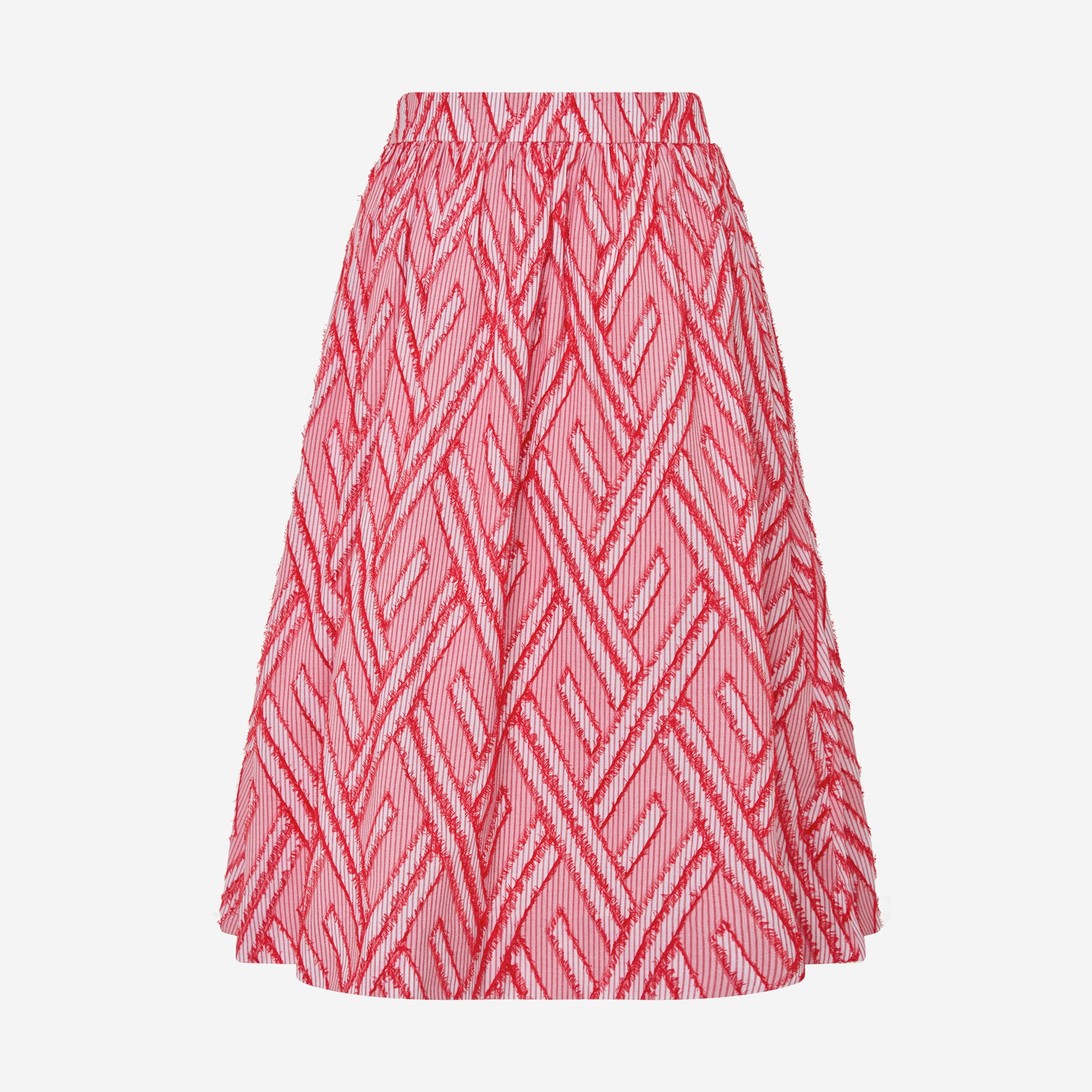 BENE SKIRT V PATTERN RED WHITE