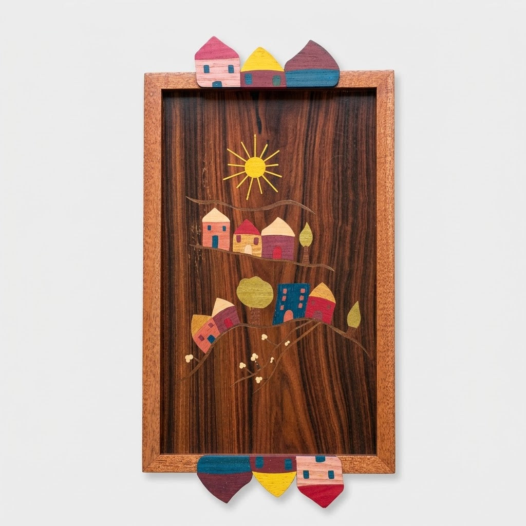 NANOU VILLAGE MARQUETRY WOOD TRAY