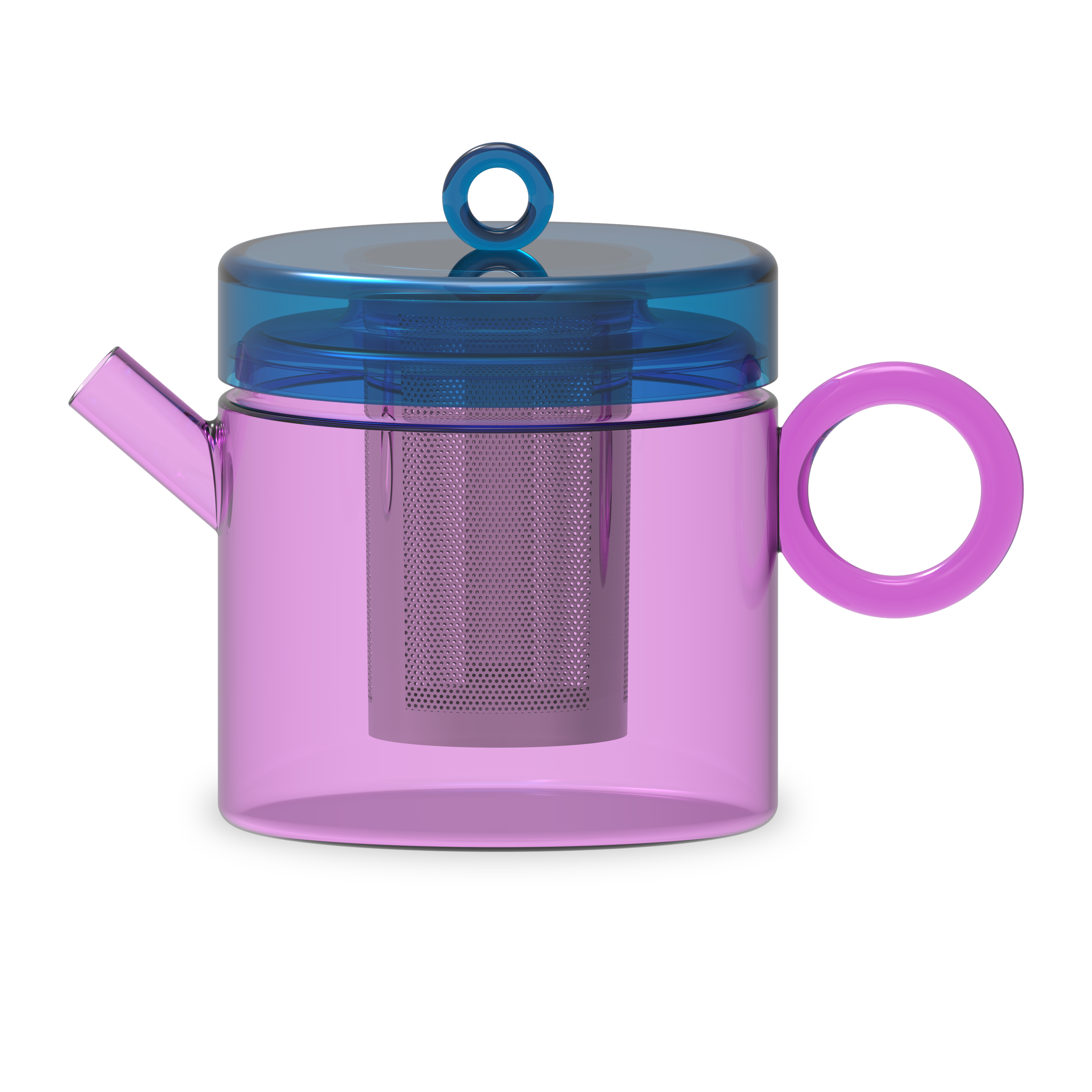 BOROSILICATE GLASS TEAPOT PINK AND BLUE