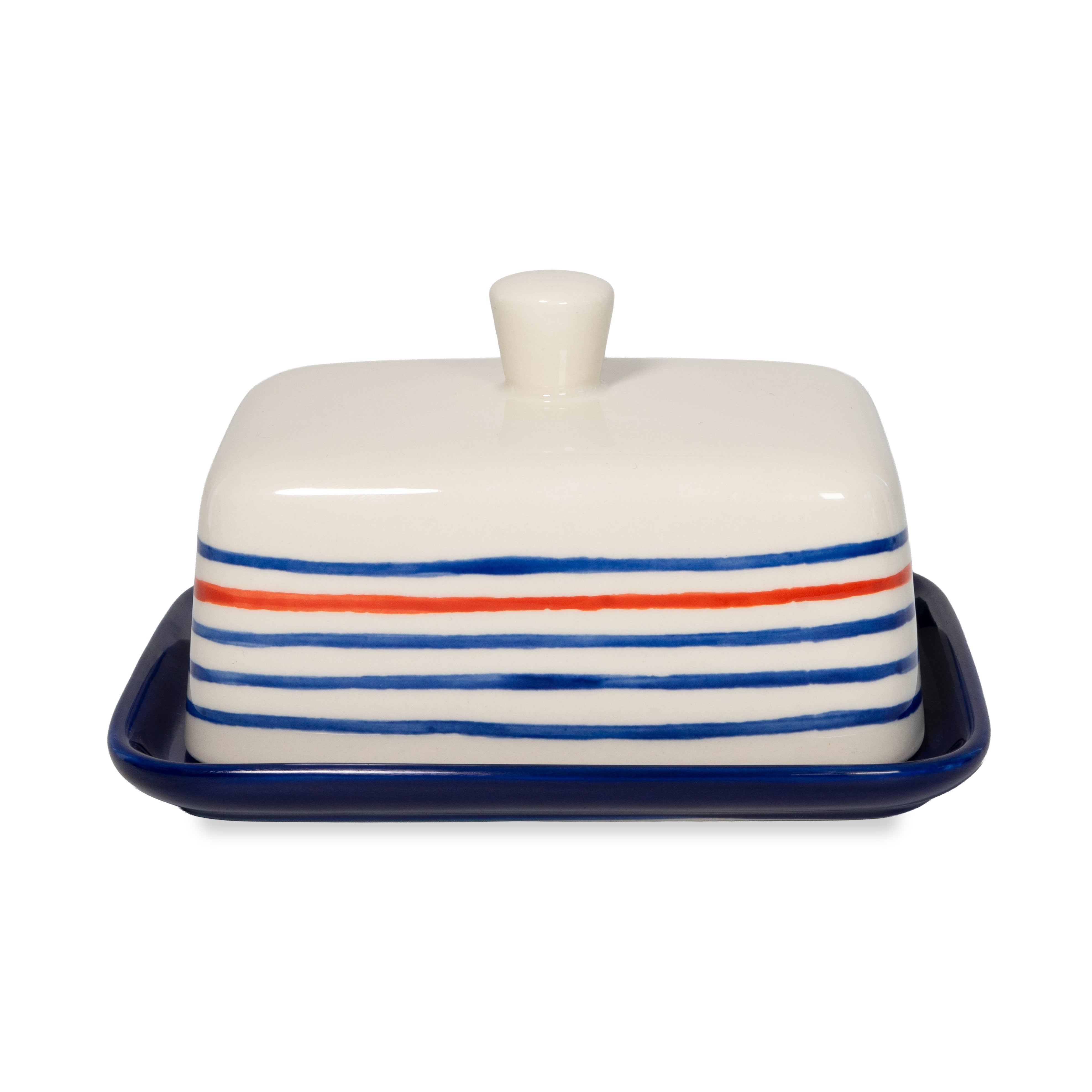 STONEWARE BUTTER DISH MARINE BLUE