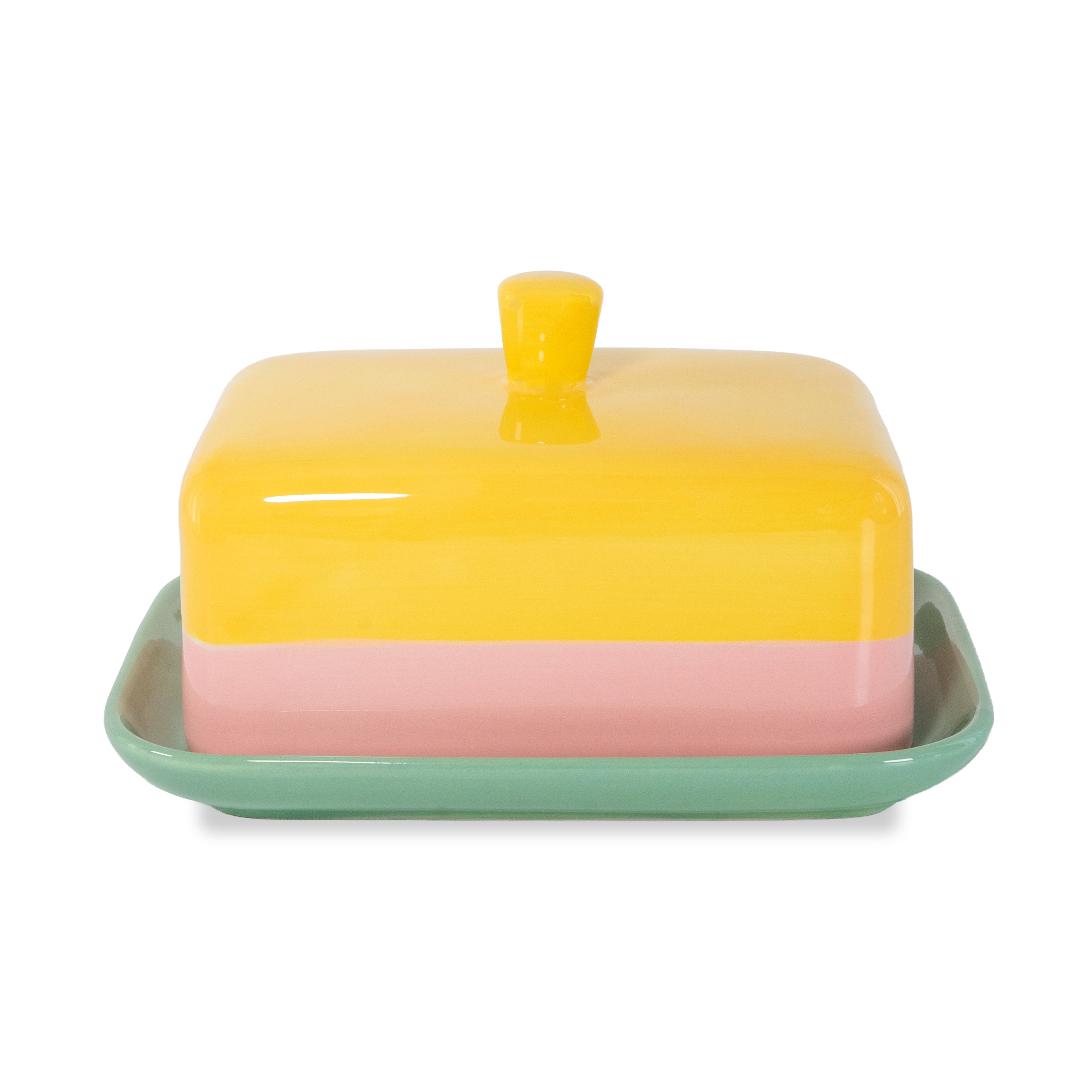 STONEWARE BUTTER DISH PASTEL