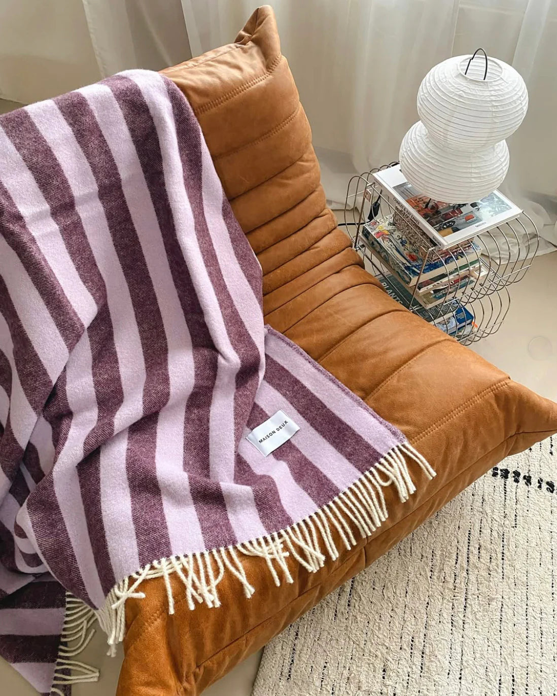 MAISON DEUX CANDY WRAP BLANKET LILAC AUBERGINE