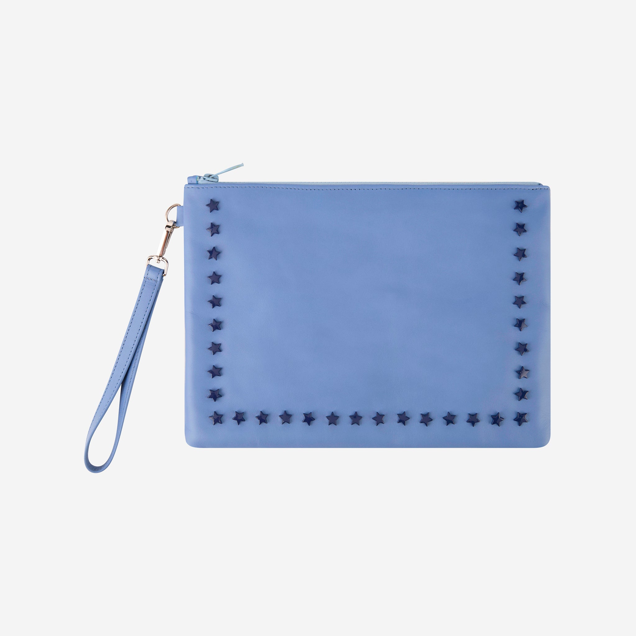 STAR LEATHER POUCH BLUE