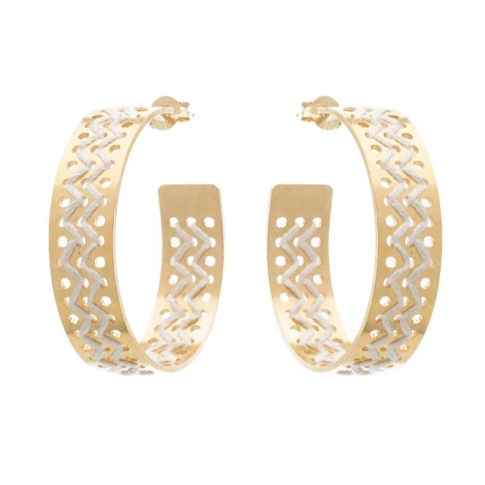 ZIG ZAG KEDIMA EARRINGS GOLD WHITE