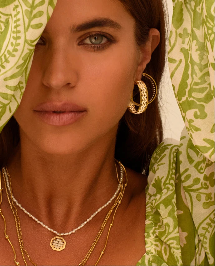 ZIG ZAG KEDIMA EARRINGS GOLD WHITE