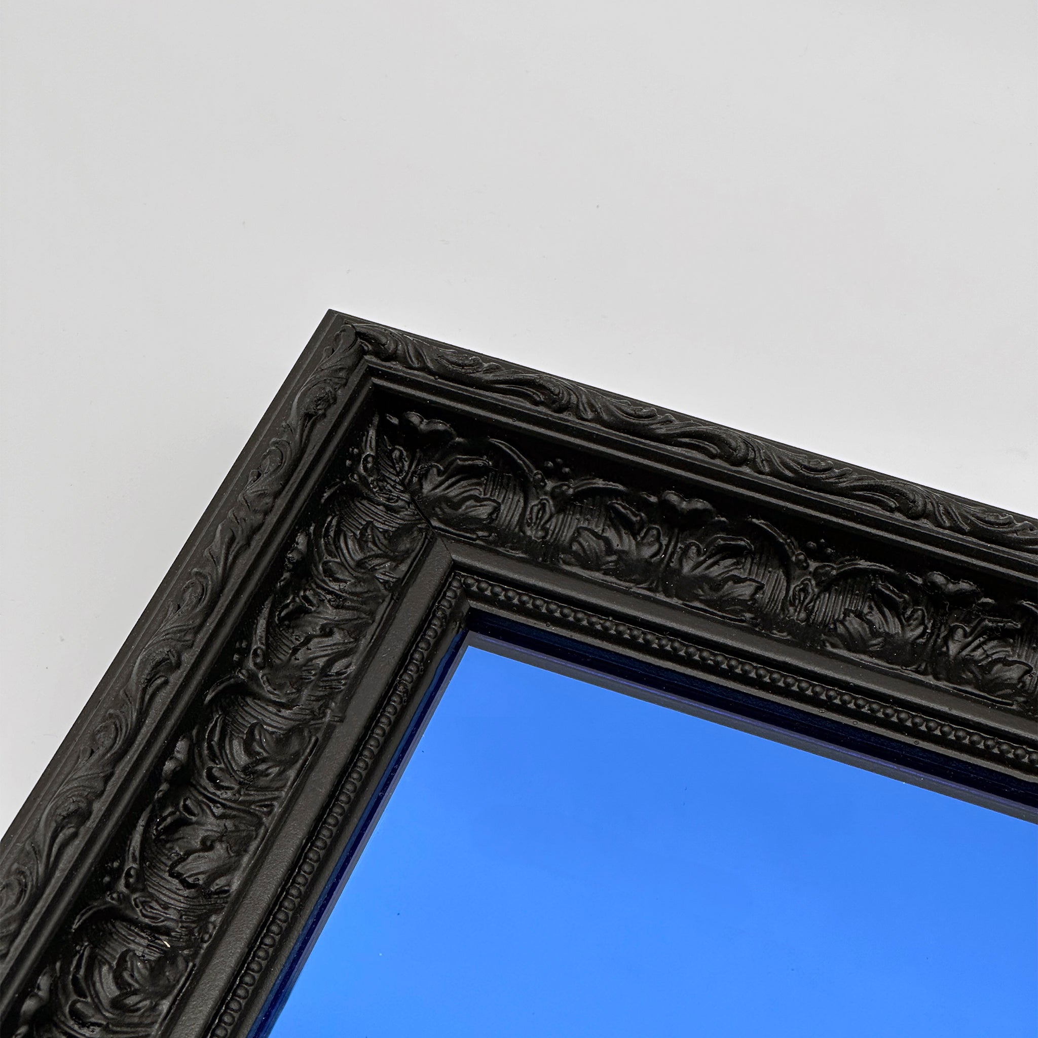 Art Deco Mirror - Blue Glass Black Frame