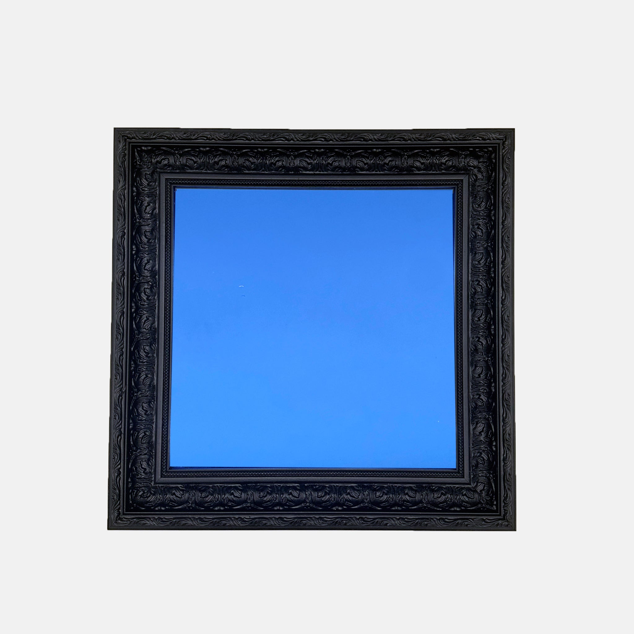 Art Deco Mirror - Blue Glass Black Frame