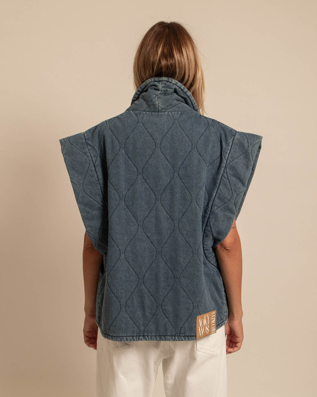 BROOK1 DENIM SLEEVELESS VEST STONE WASH