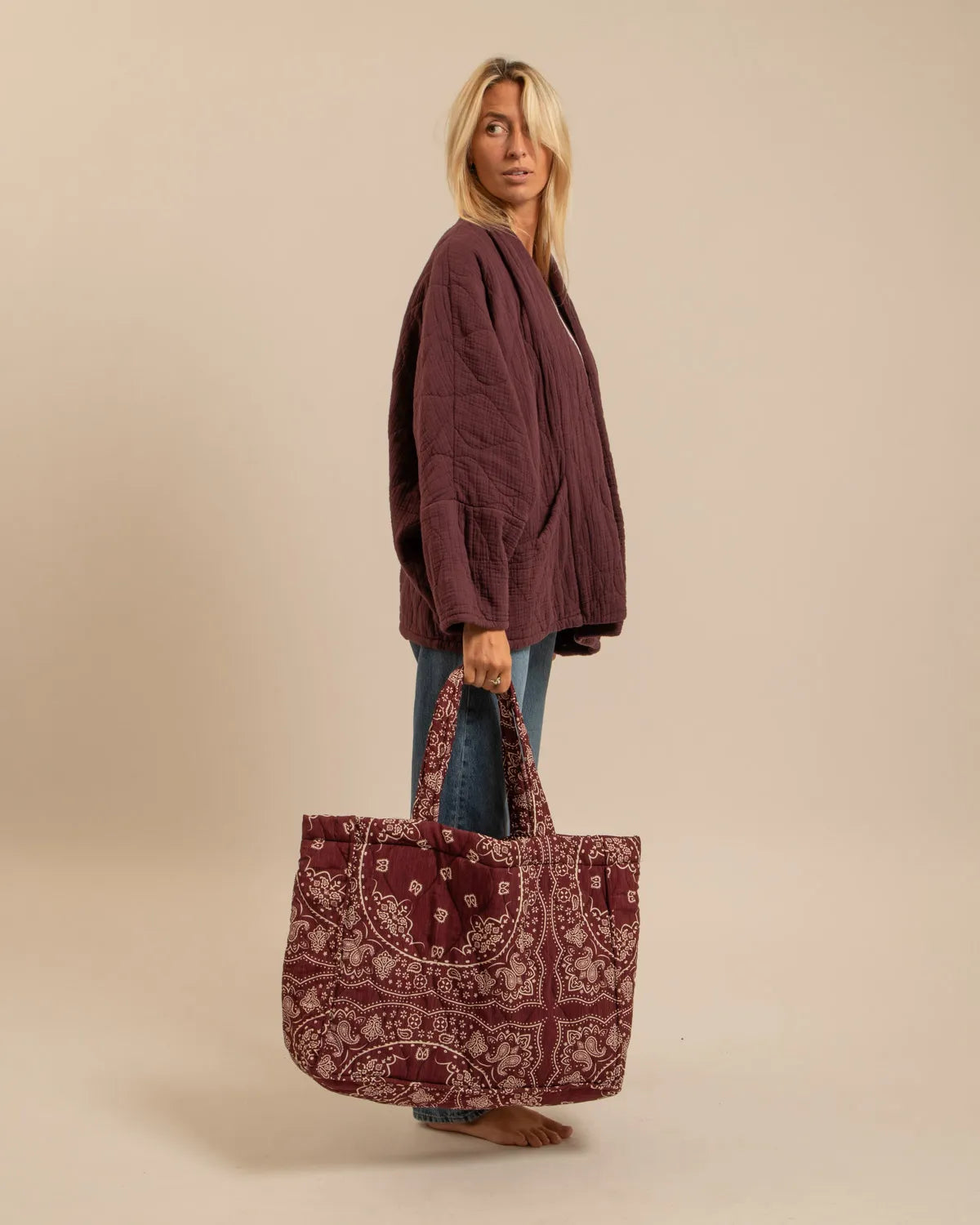 PHILADELPHIE2 CABAS BAG BANDANA BURGUNDY