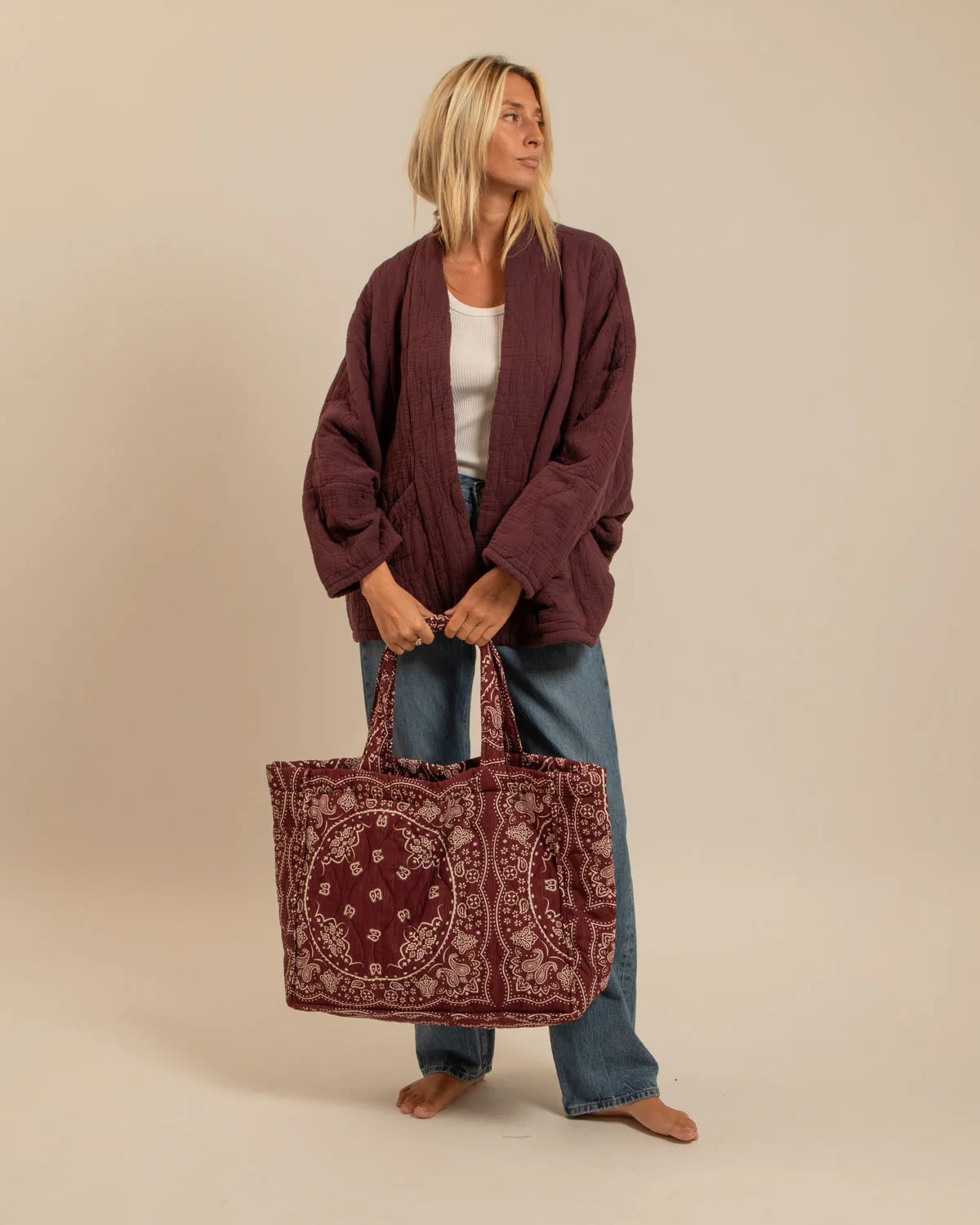 CHICAGO1 KIMONO VEST PLAIN BURGUNDY