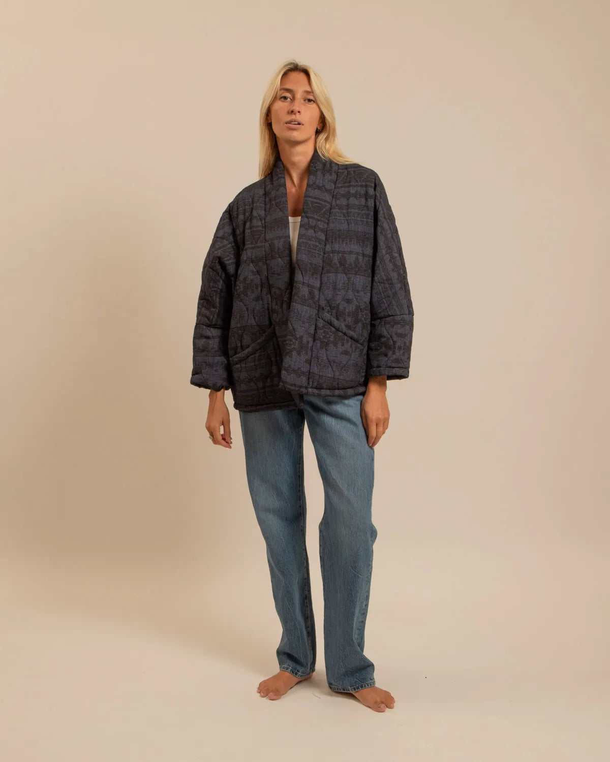 CHICAGO3 KIMONO VEST CIBOLA PRINT NAVY