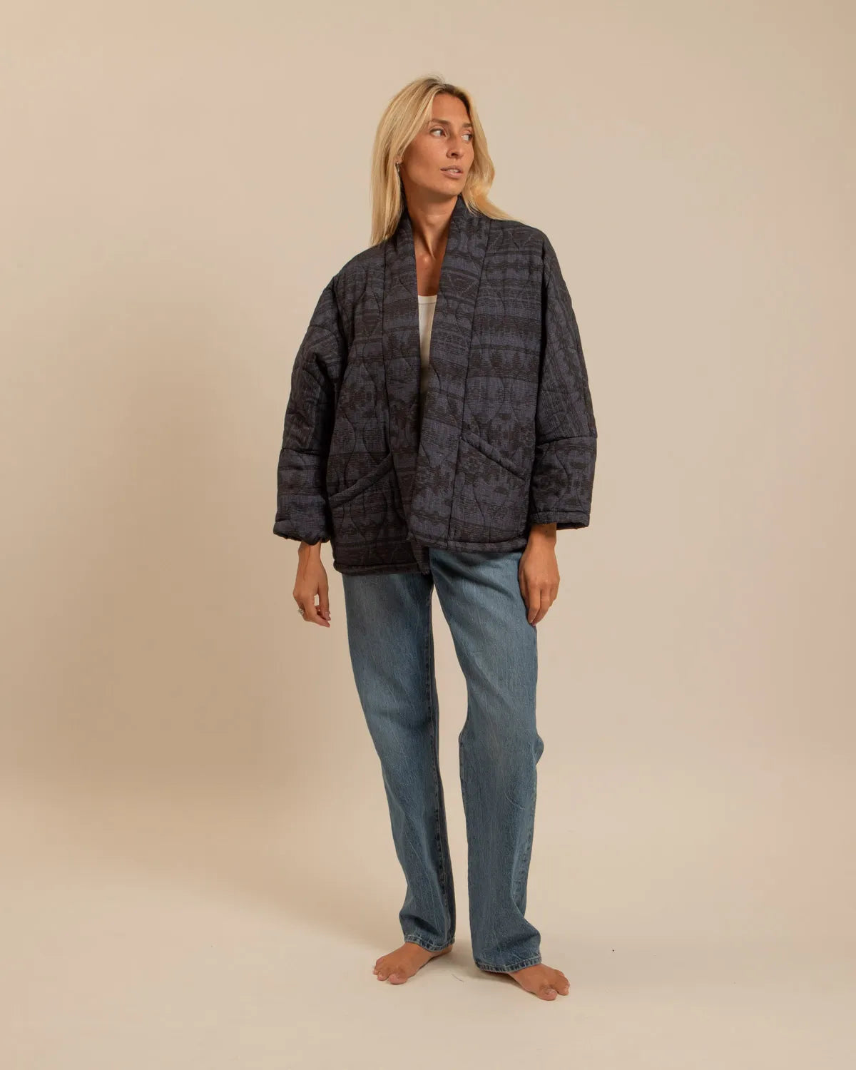 CHICAGO3 KIMONO VEST CIBOLA PRINT NAVY