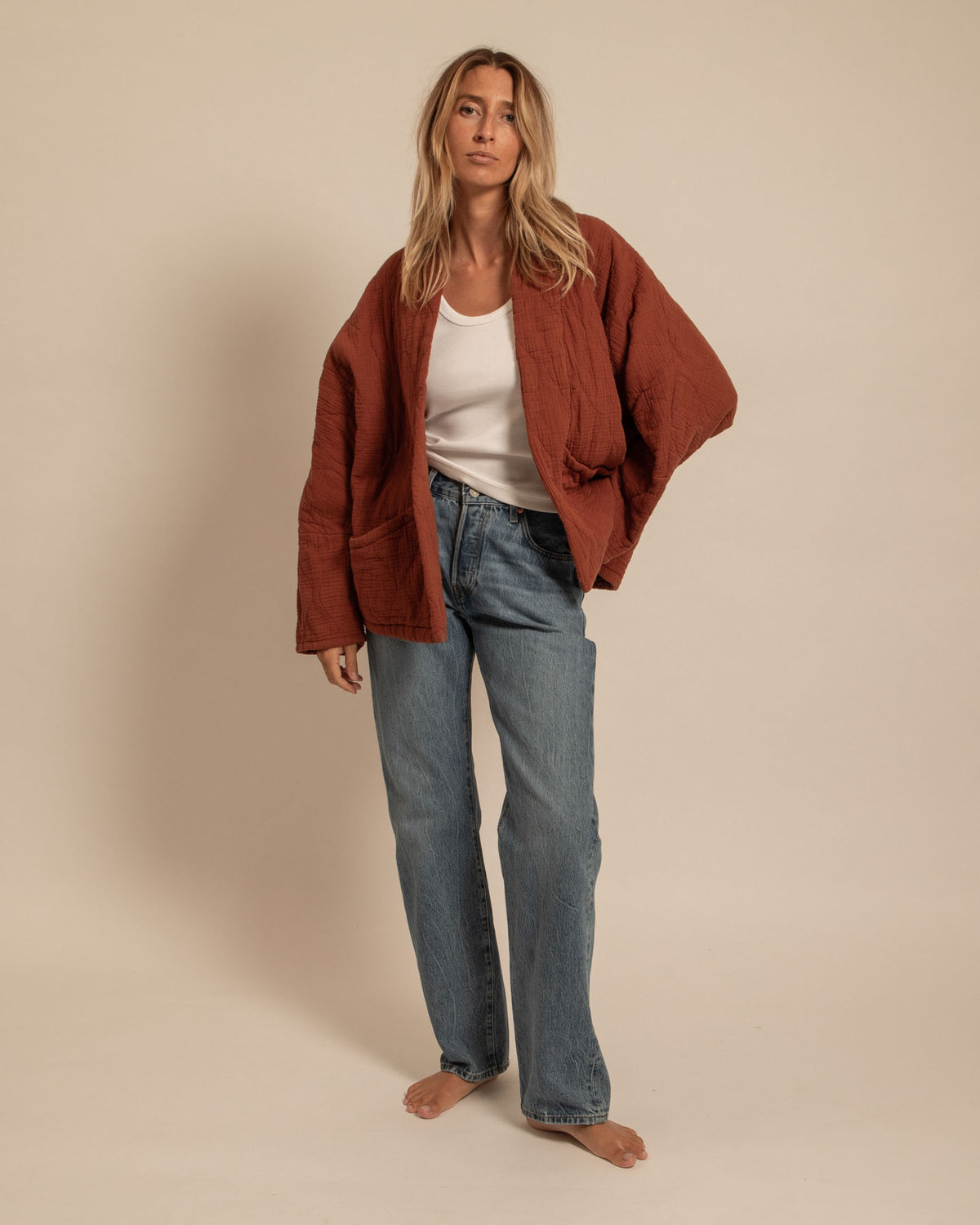 CHICAGO1 KIMONO VEST PLAIN TERRA