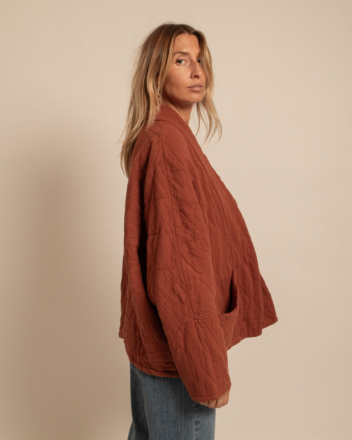 CHICAGO1 KIMONO VEST PLAIN TERRA