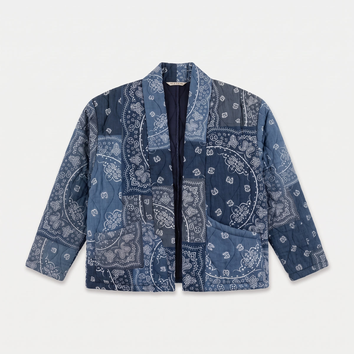 CHICAGO4 VEST BANDANA PRINT KIMONO NAVY