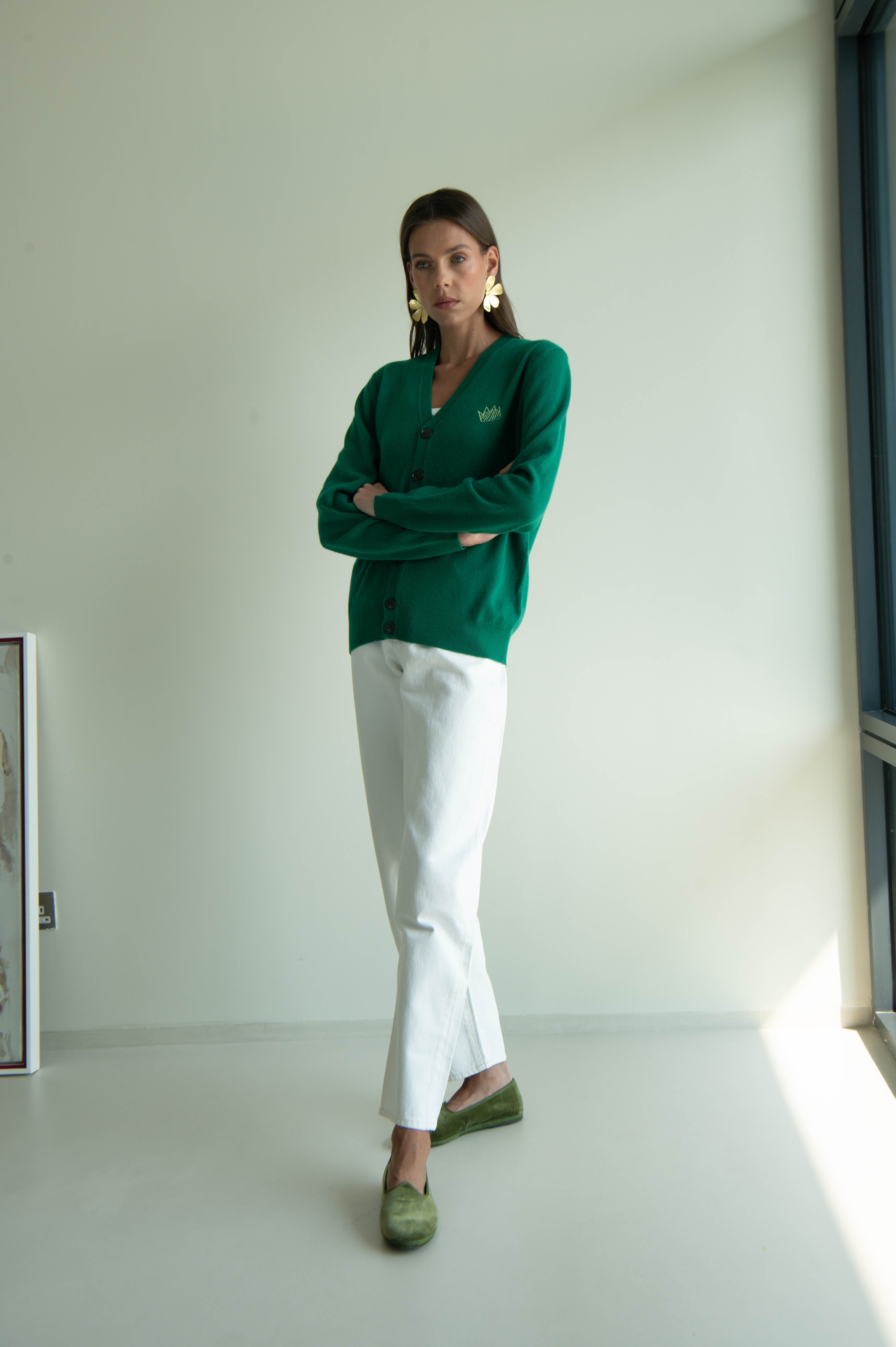 UNISEX MINI CROWN CARDIGAN GREEN