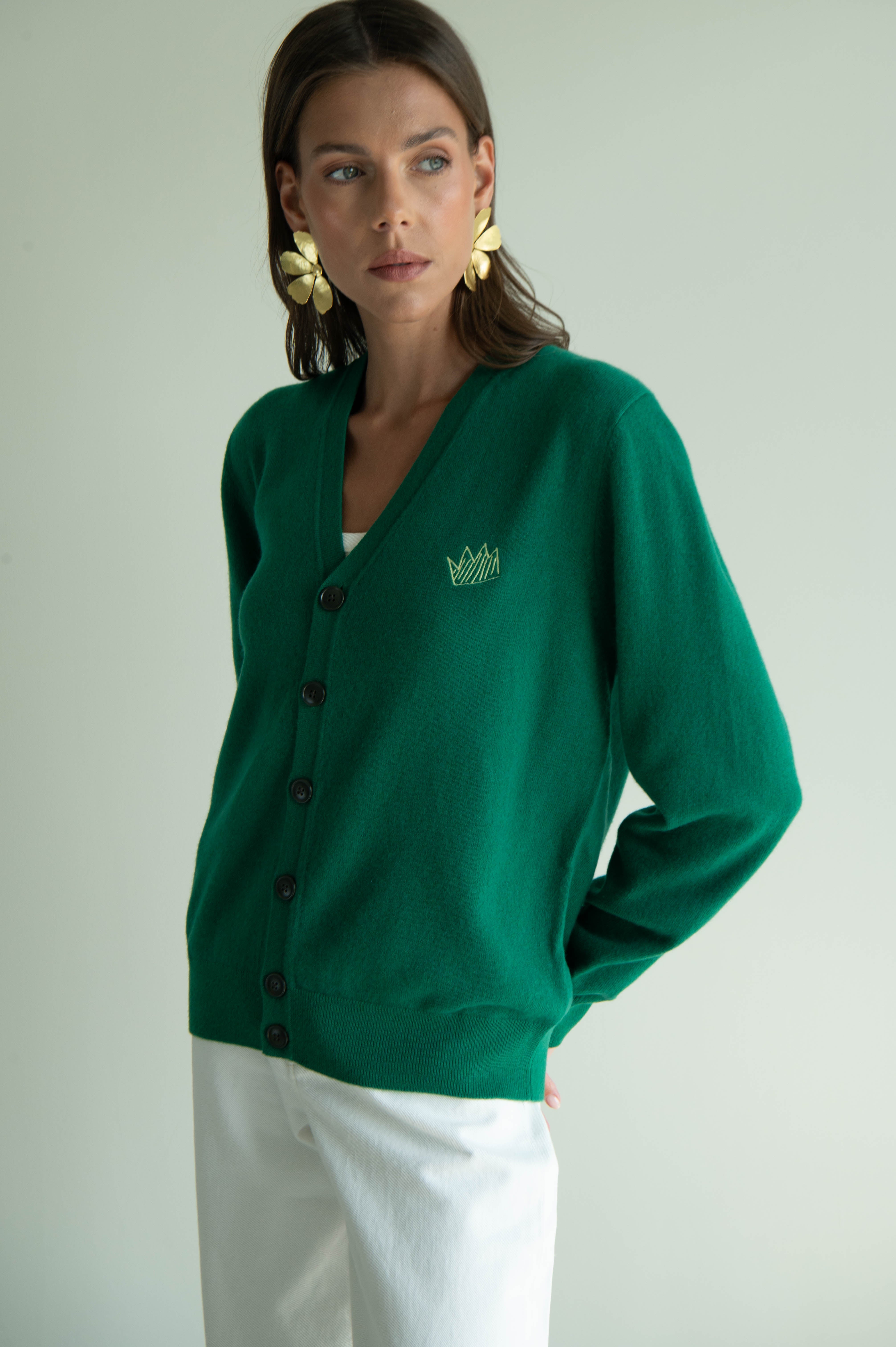 UNISEX MINI CROWN CARDIGAN GREEN