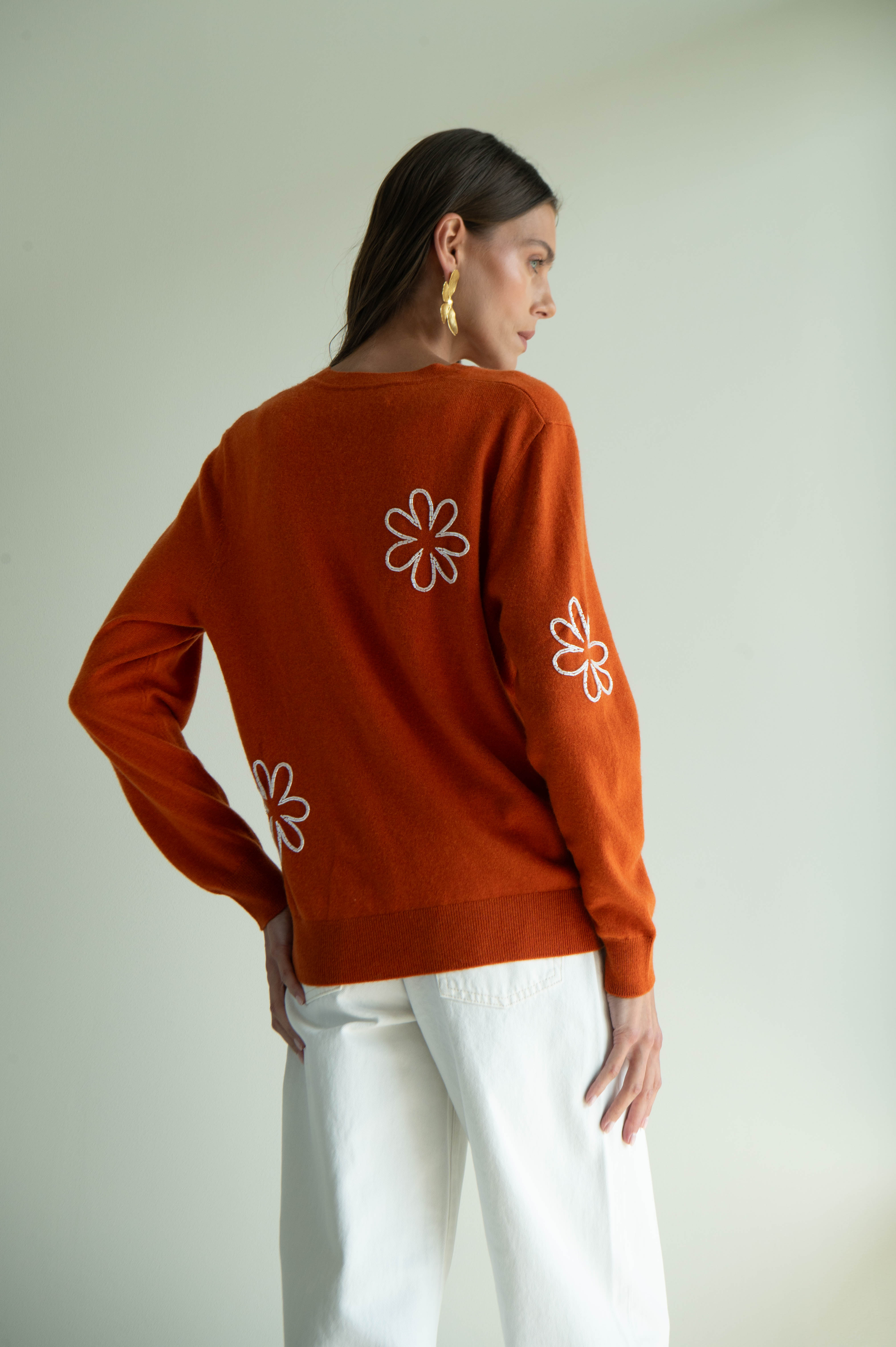 MIA FLOWER CARDIGAN ORANGE