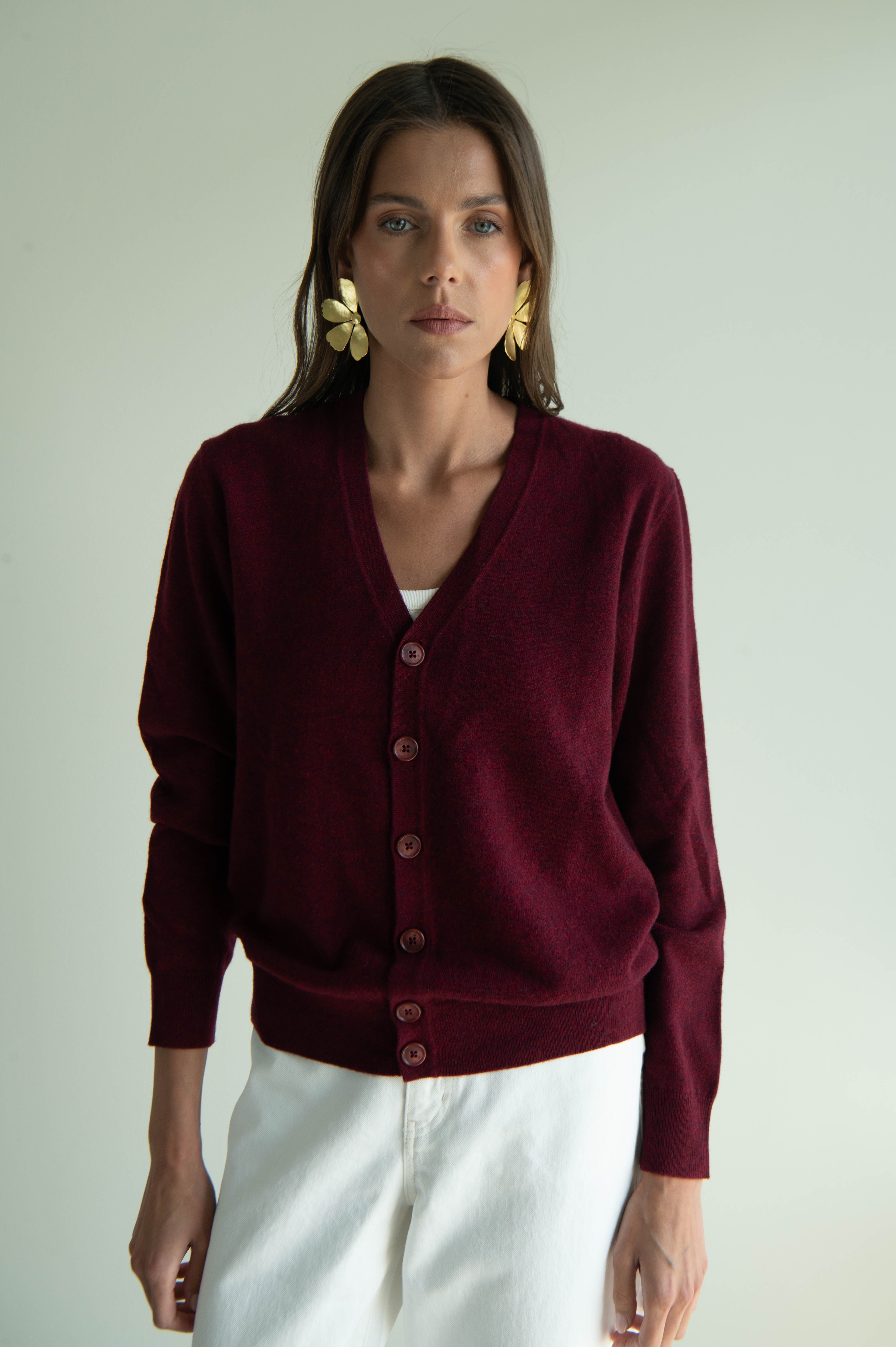 UNISEX CHAOS JAQUARD CARDIGAN BURGUNDY