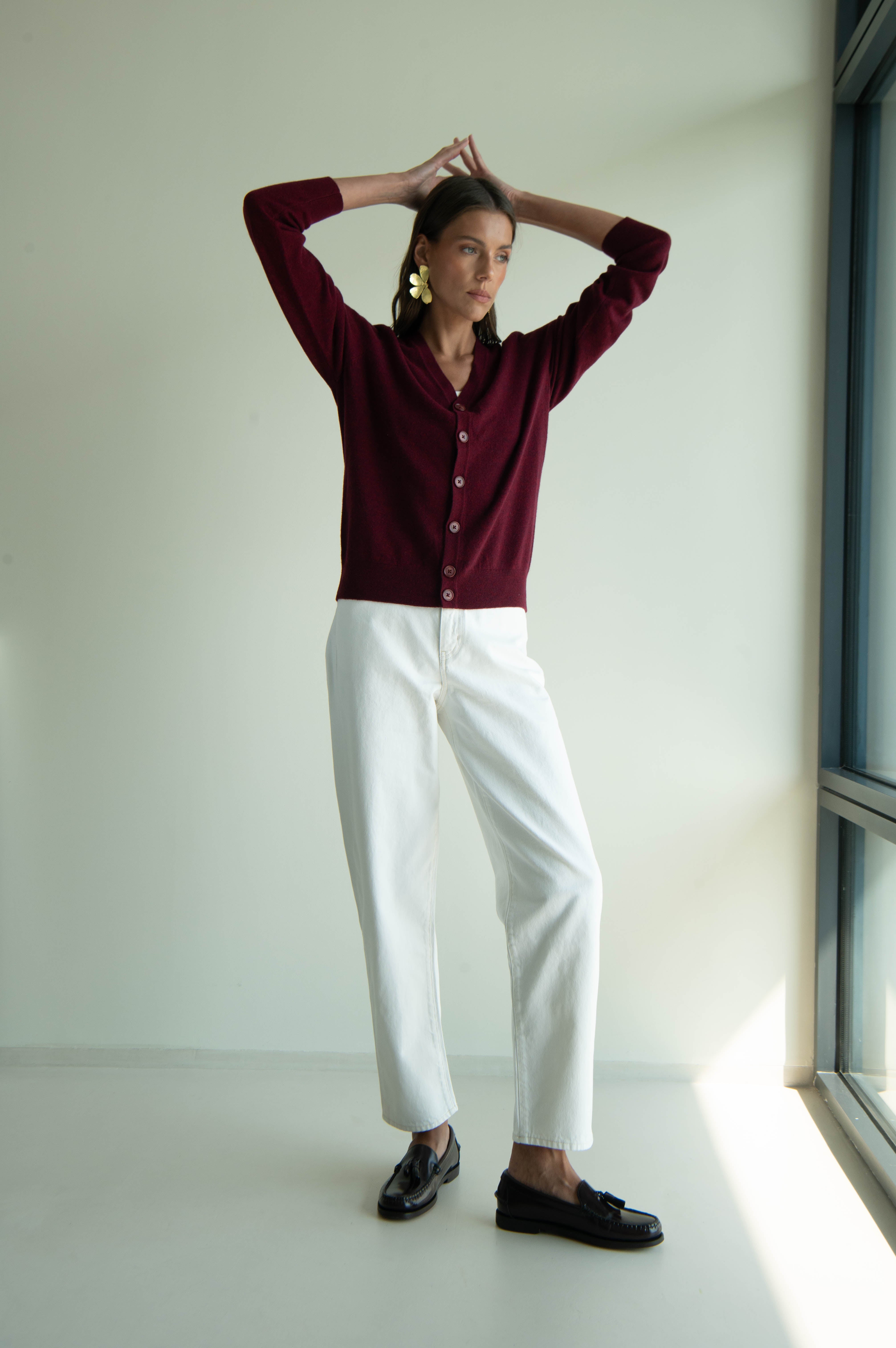 UNISEX CHAOS JAQUARD CARDIGAN BURGUNDY