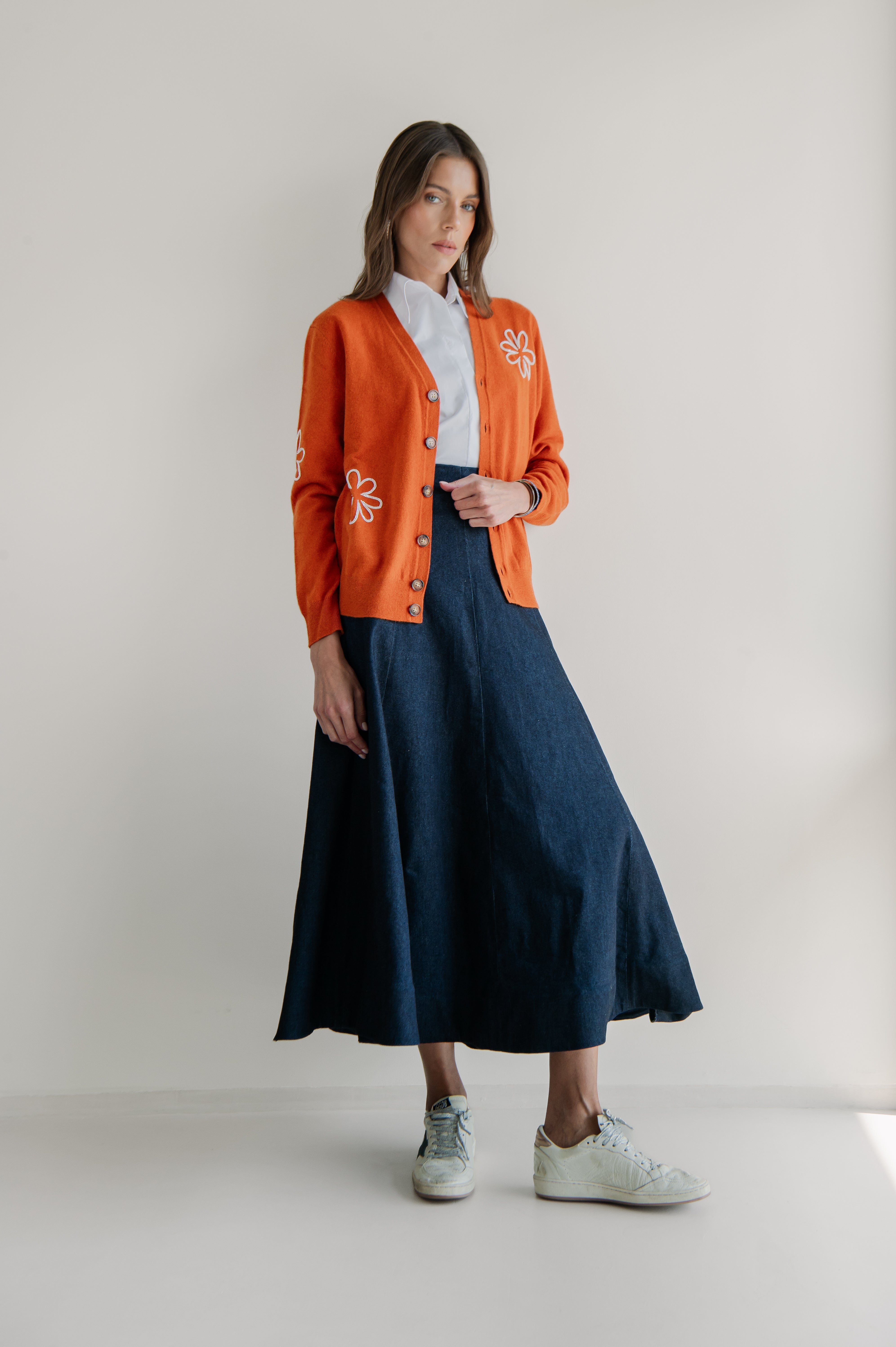 MIA FLOWER CARDIGAN ORANGE