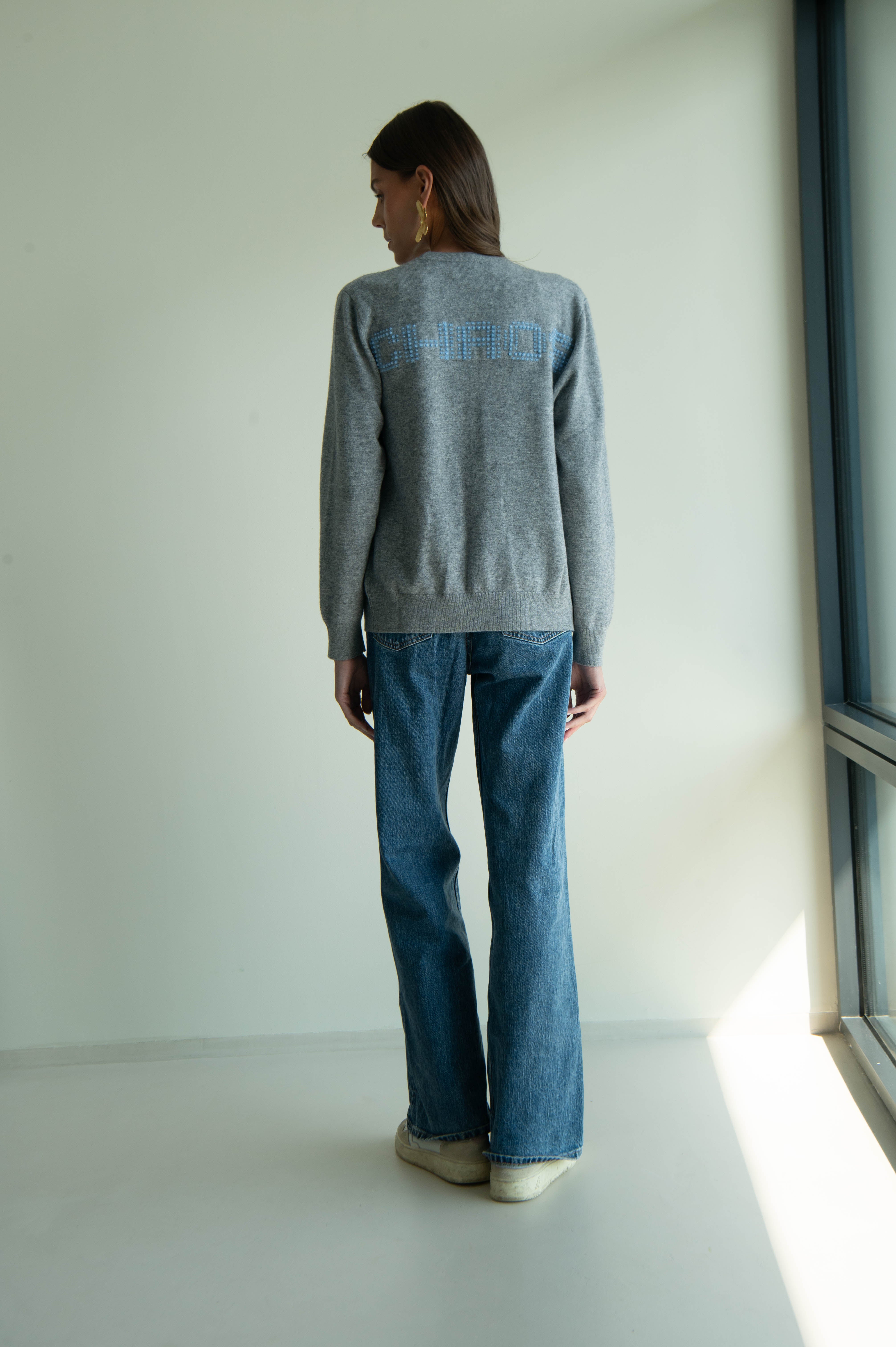 UNISEX CHAOS JAQUARD CARDIGAN GREY