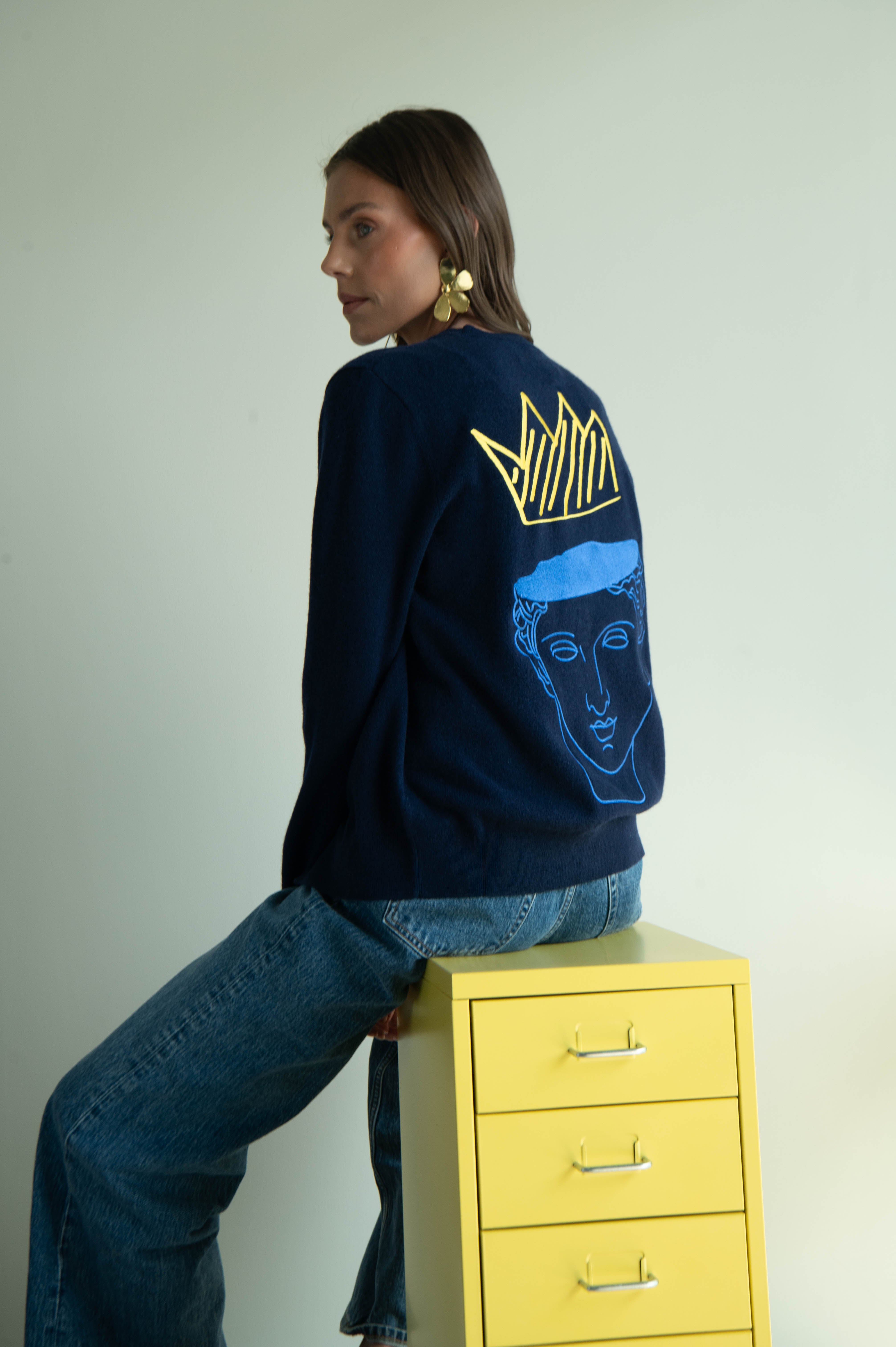 UNISEX MEGA CROWN CARDIGAN NAVY