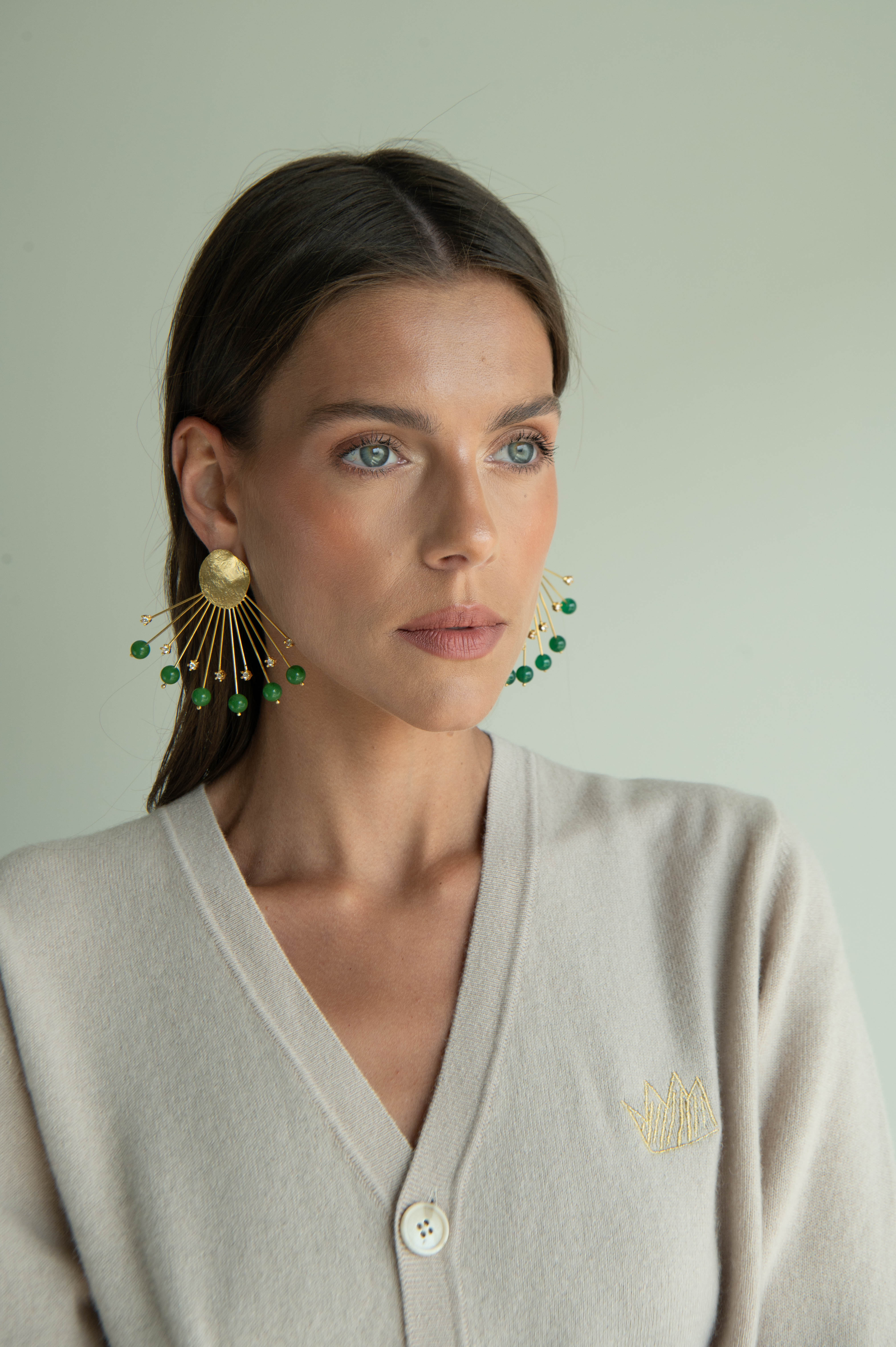 UNISEX MINI CROWN CARDIGAN BEIGE