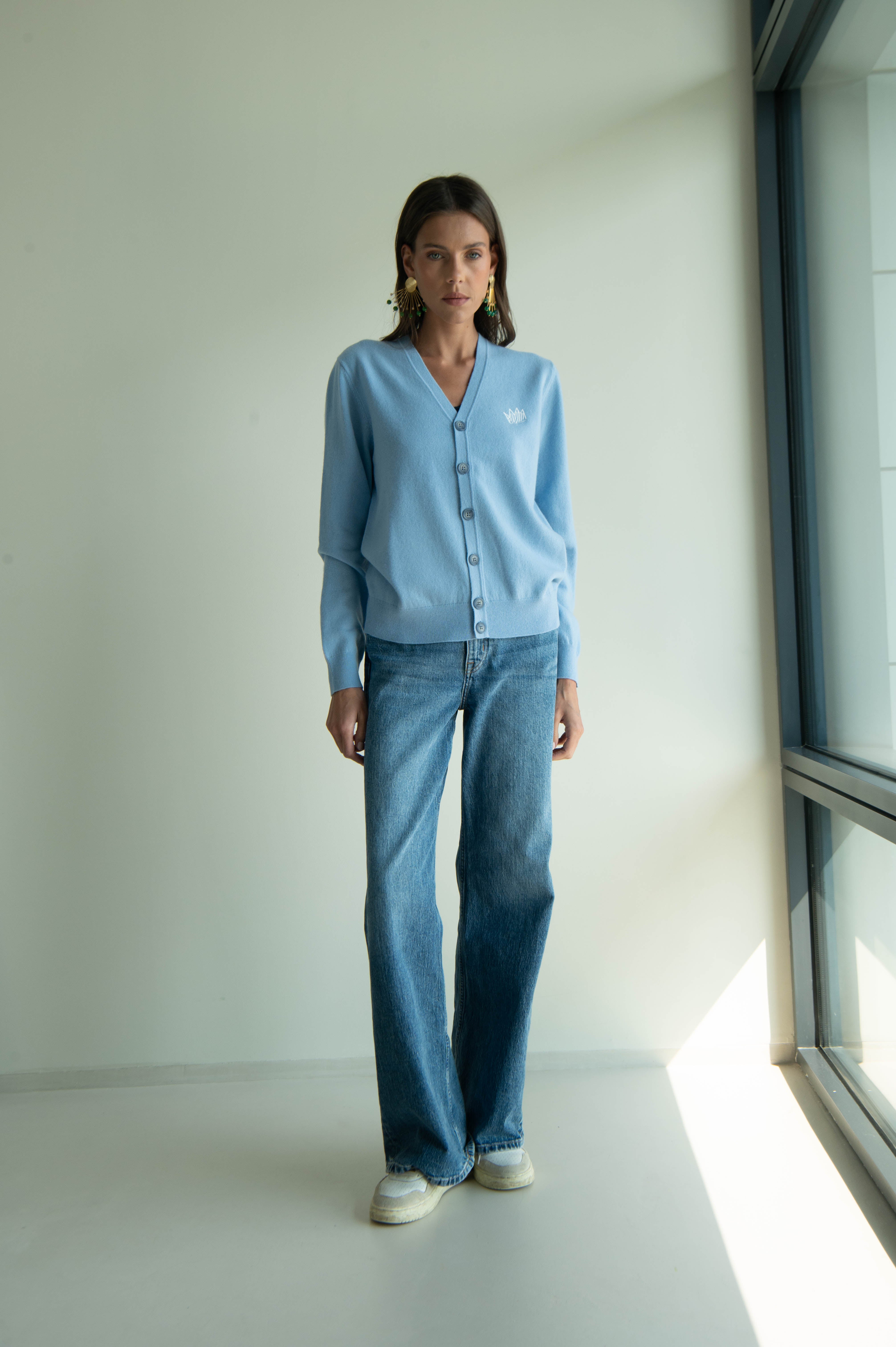 UNISEX MINI CROWN CARDIGAN BLUE