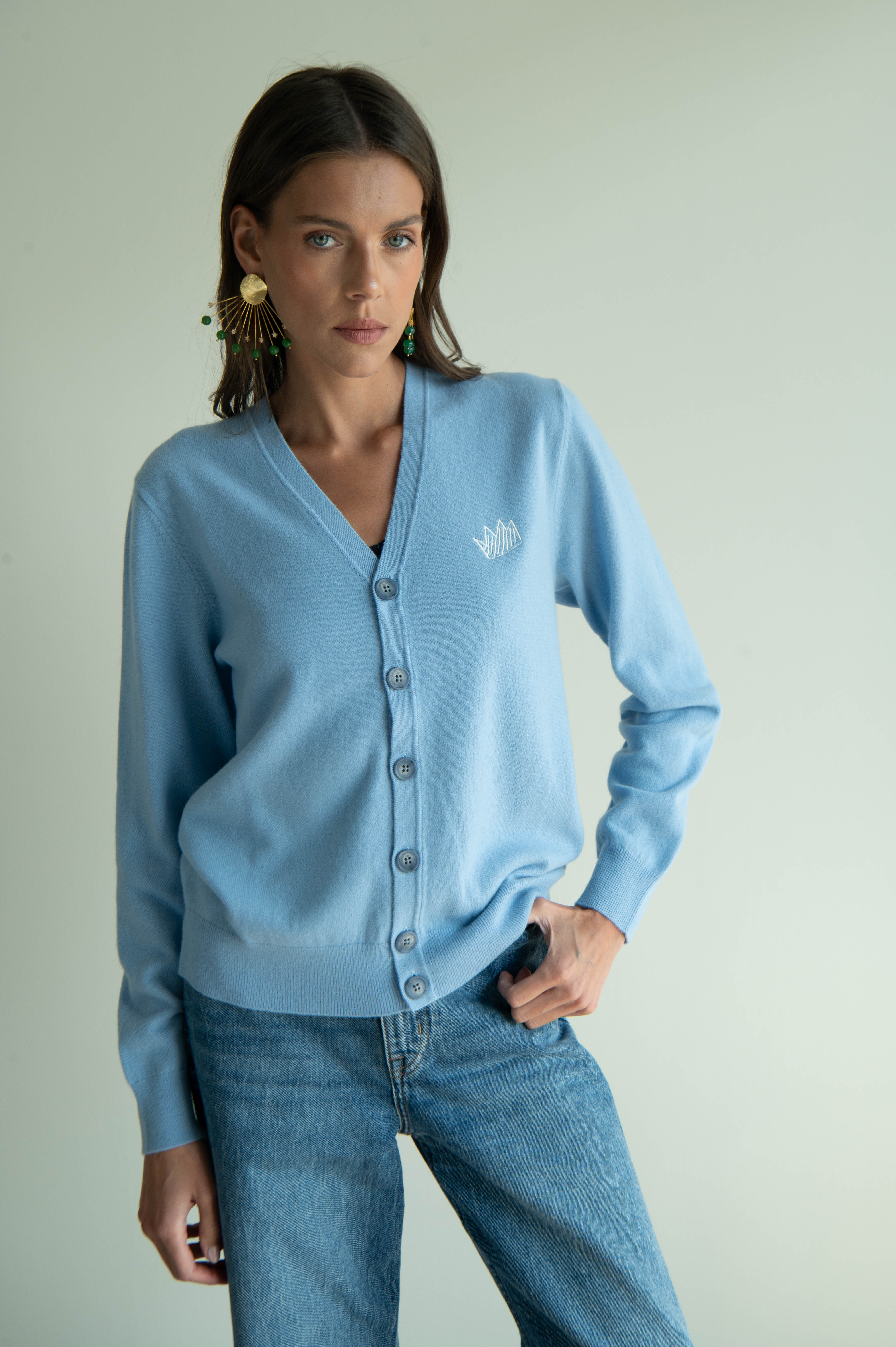 UNISEX MINI CROWN CARDIGAN BLUE