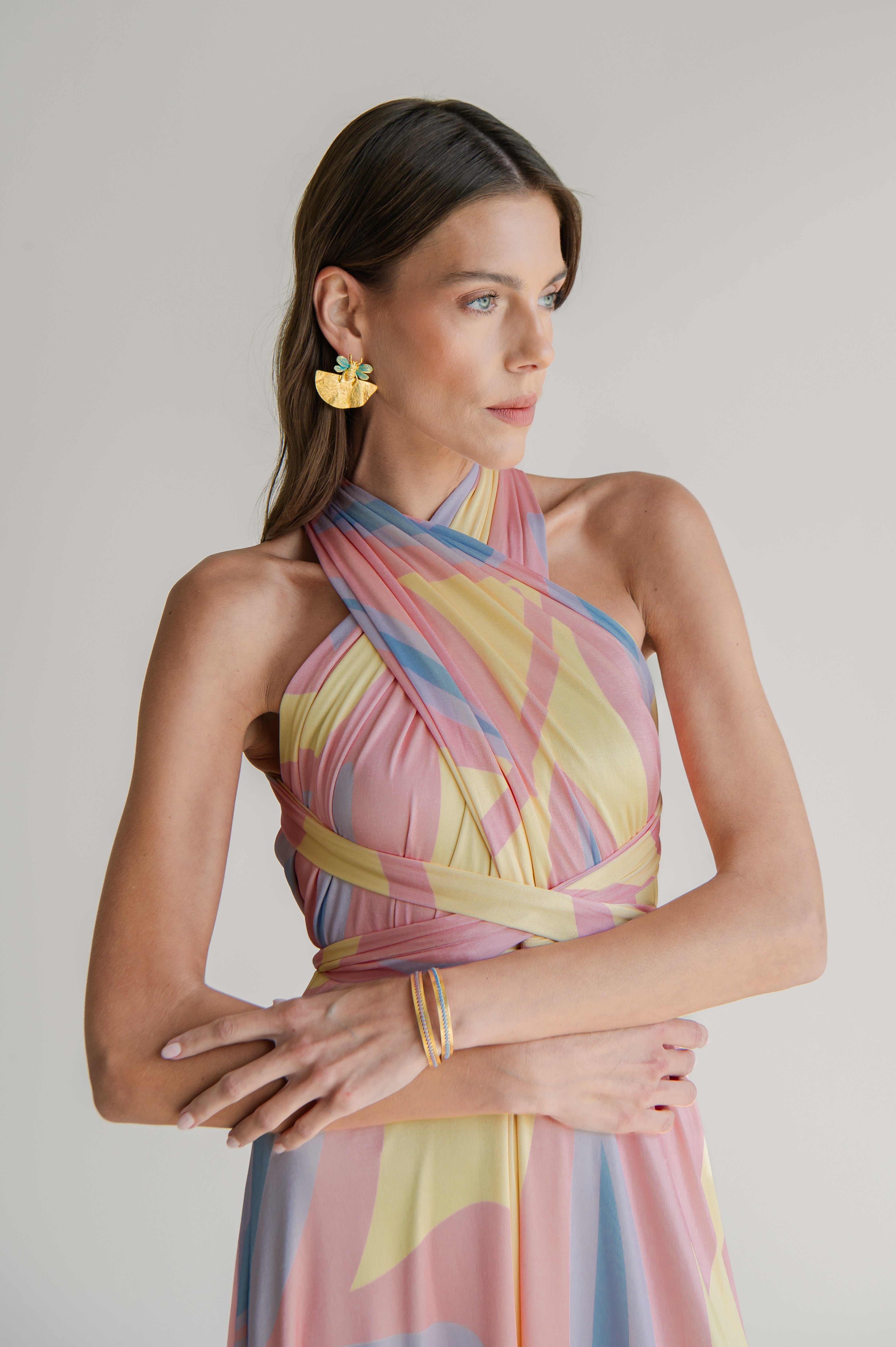 ATELIER NANOU TURQUOISE BEE GOLD EARRINGS