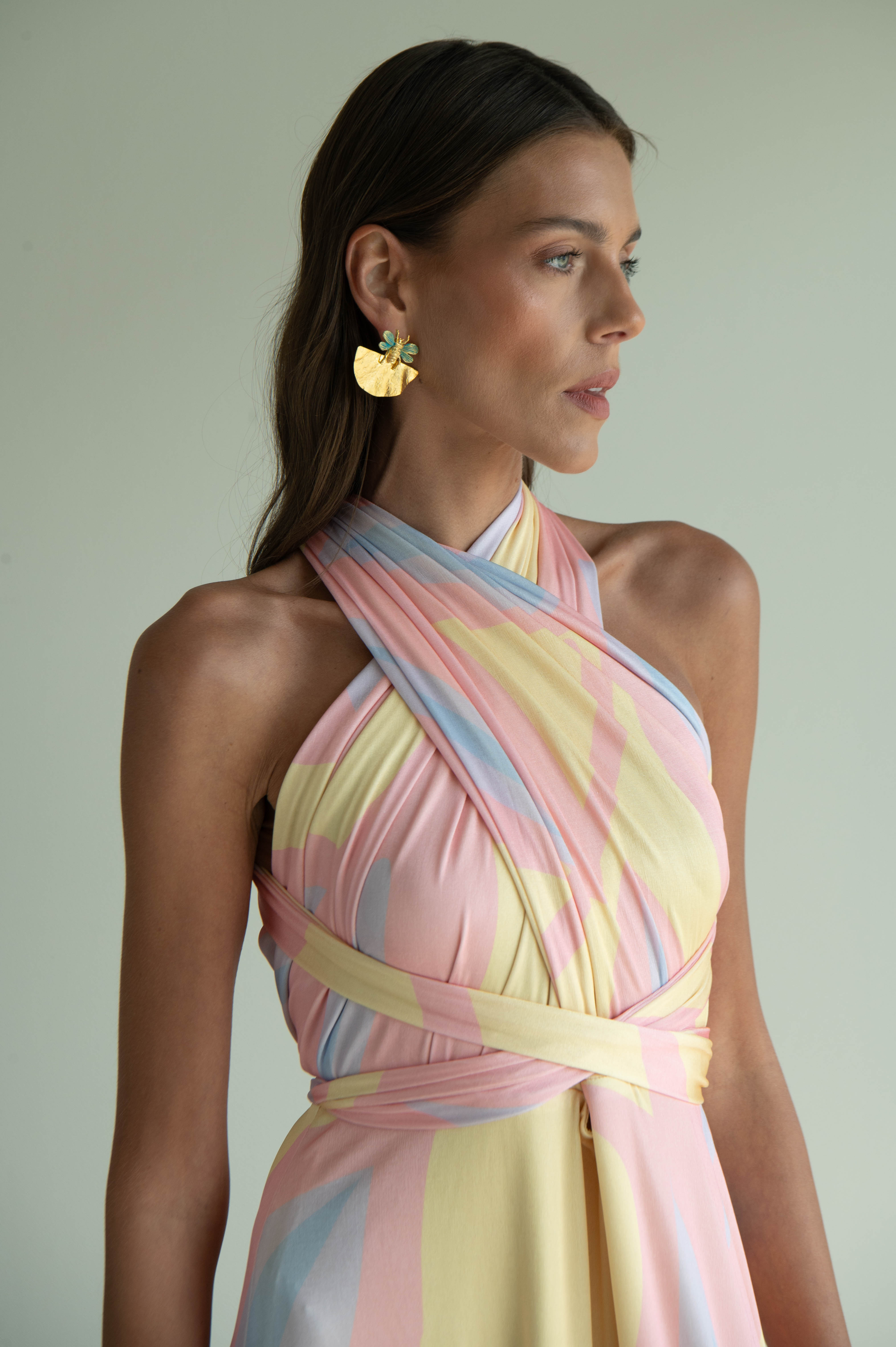 SYRENE MULTI FLOWER DRESS - PINK AND BUTTER YELLOW