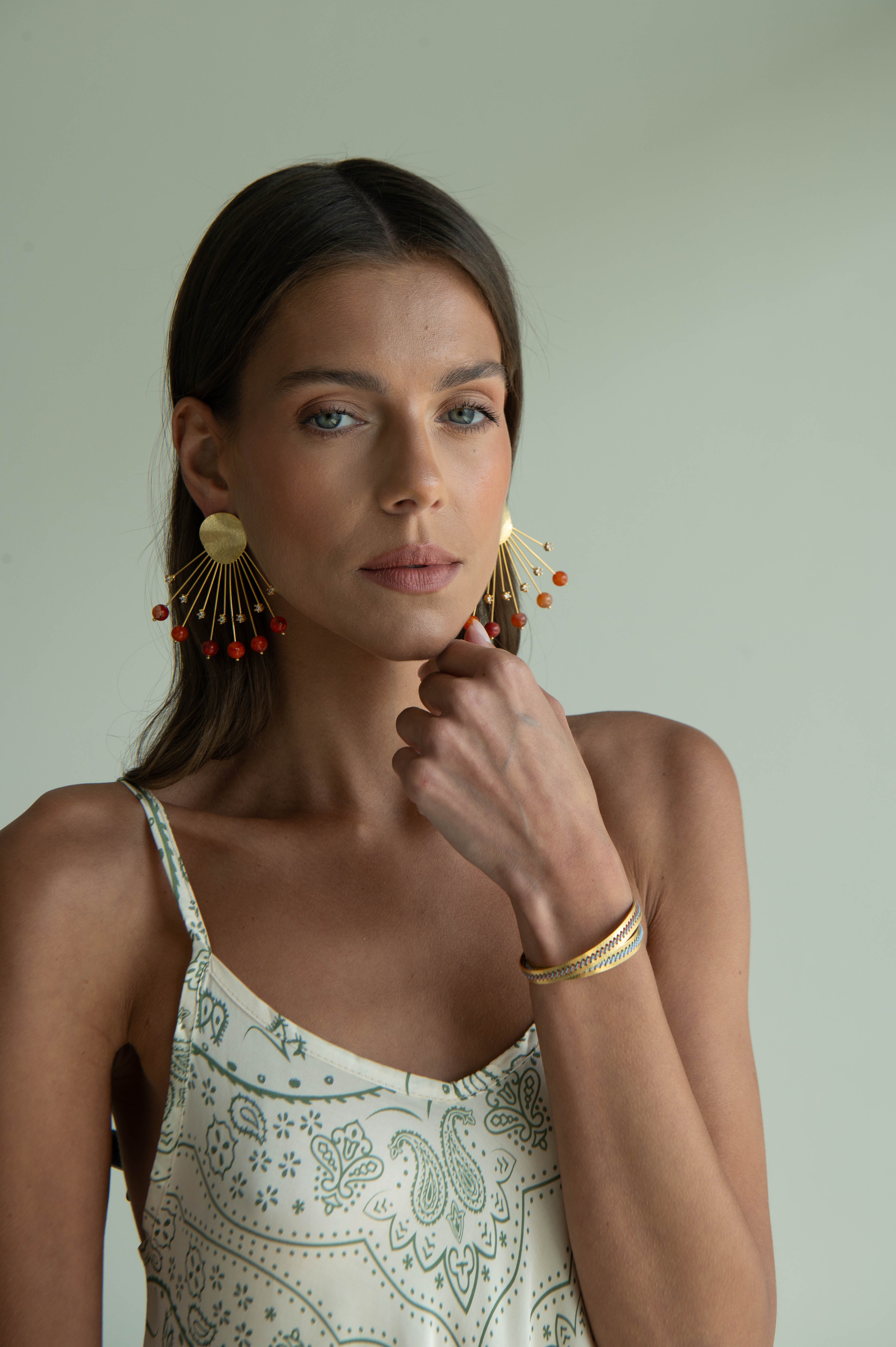 ATELIER NANOU SUN EARRINGS ORANGE