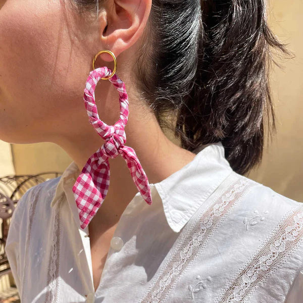 AMORI MORI PINK CHECKS EARRINGS