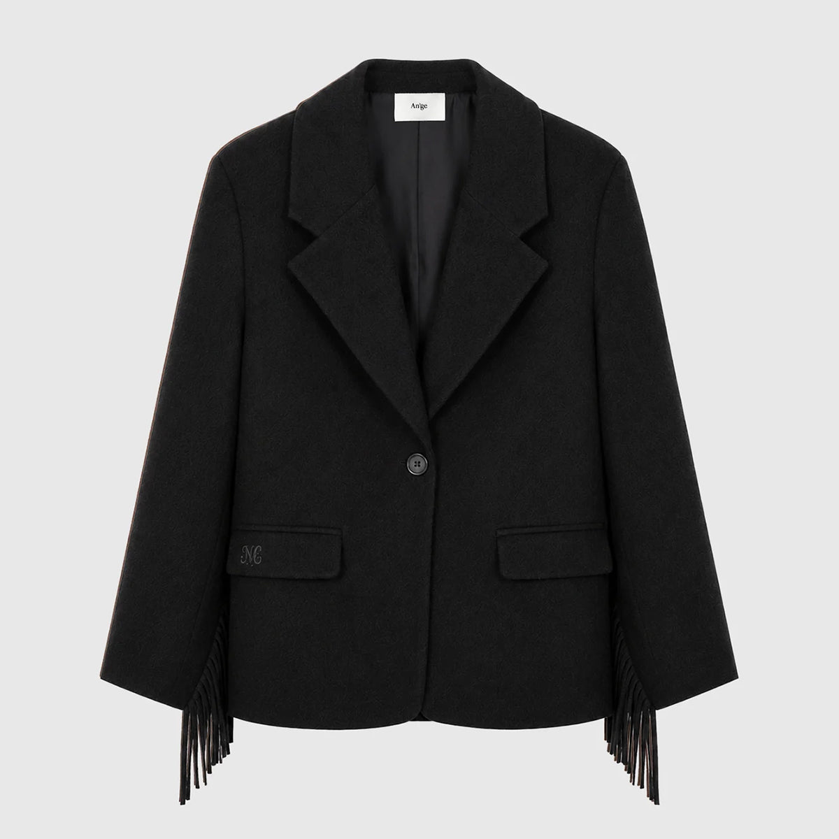 THE HAWIKA FRINGED BLACK BLAZER