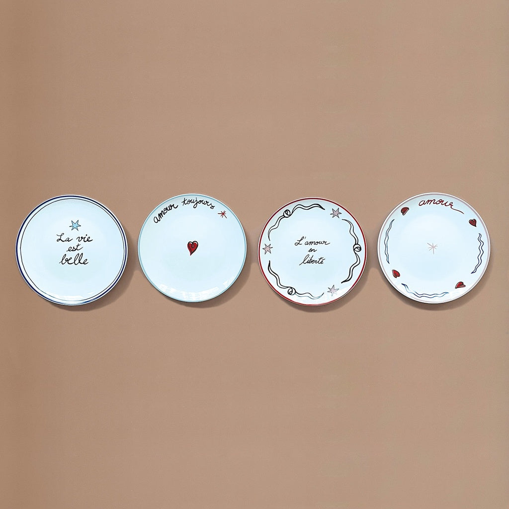 SET OF 4 PLATES DESSERT LOVE EN LIBERTÉ