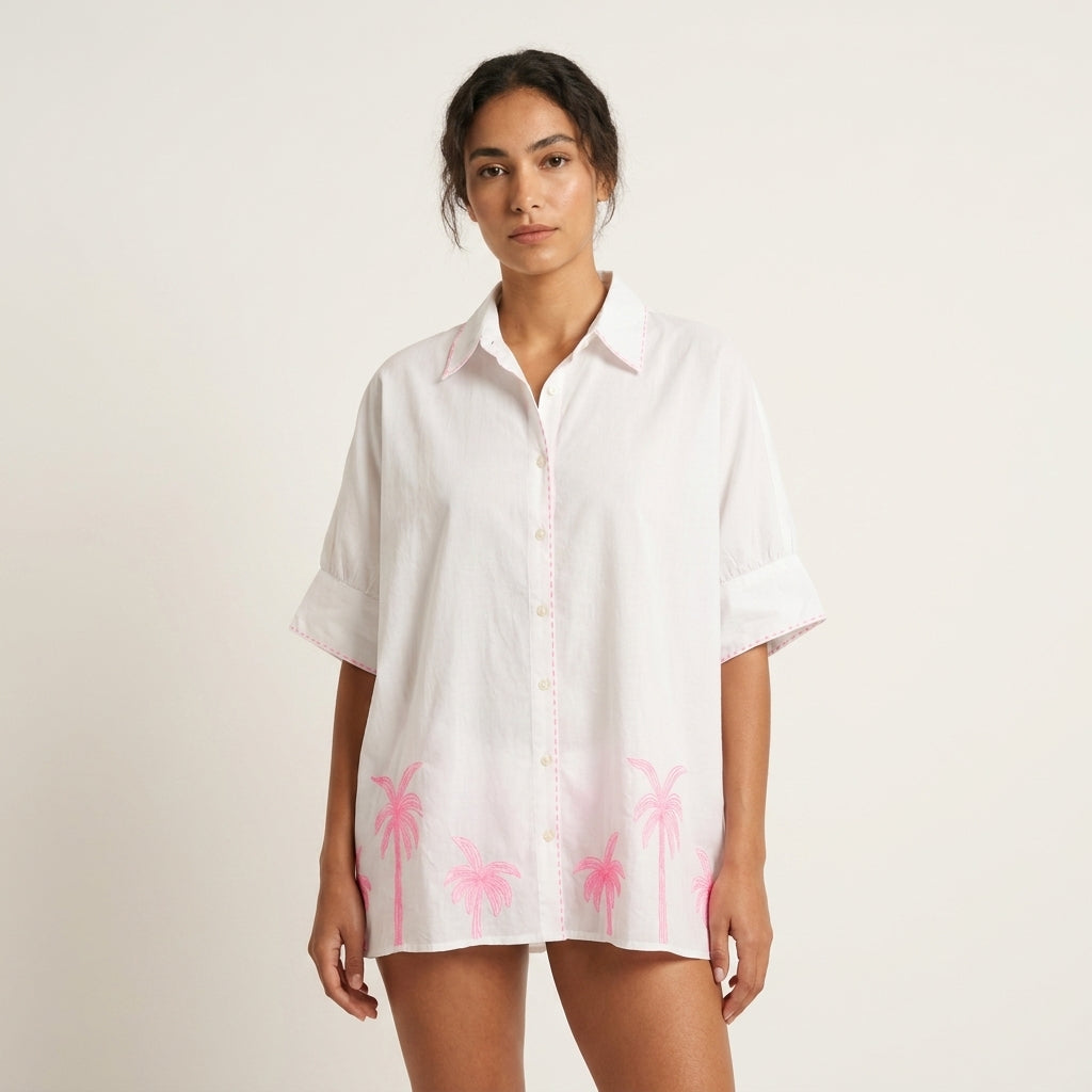 PALMA PINK COTTON SHIRT WHITE
