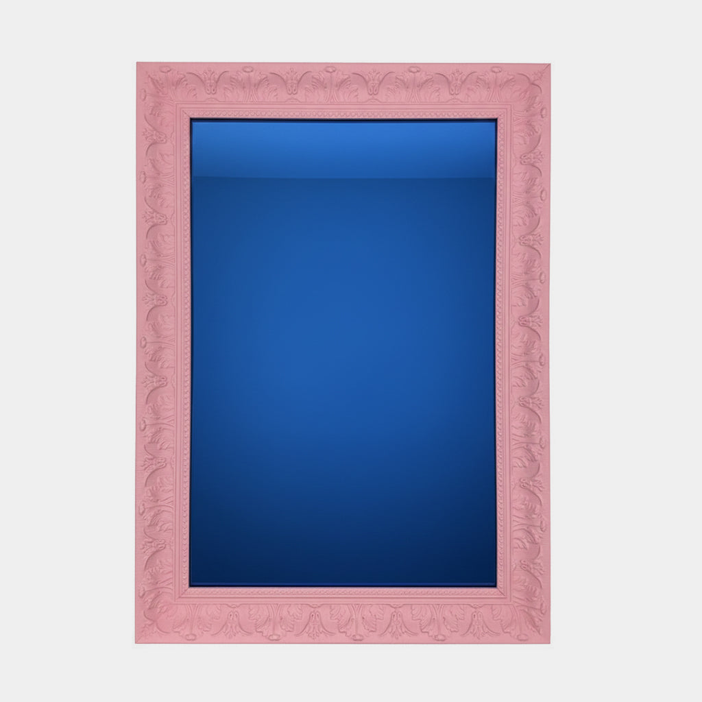 Art Deco Mirror - Blue Glass Pink Frame