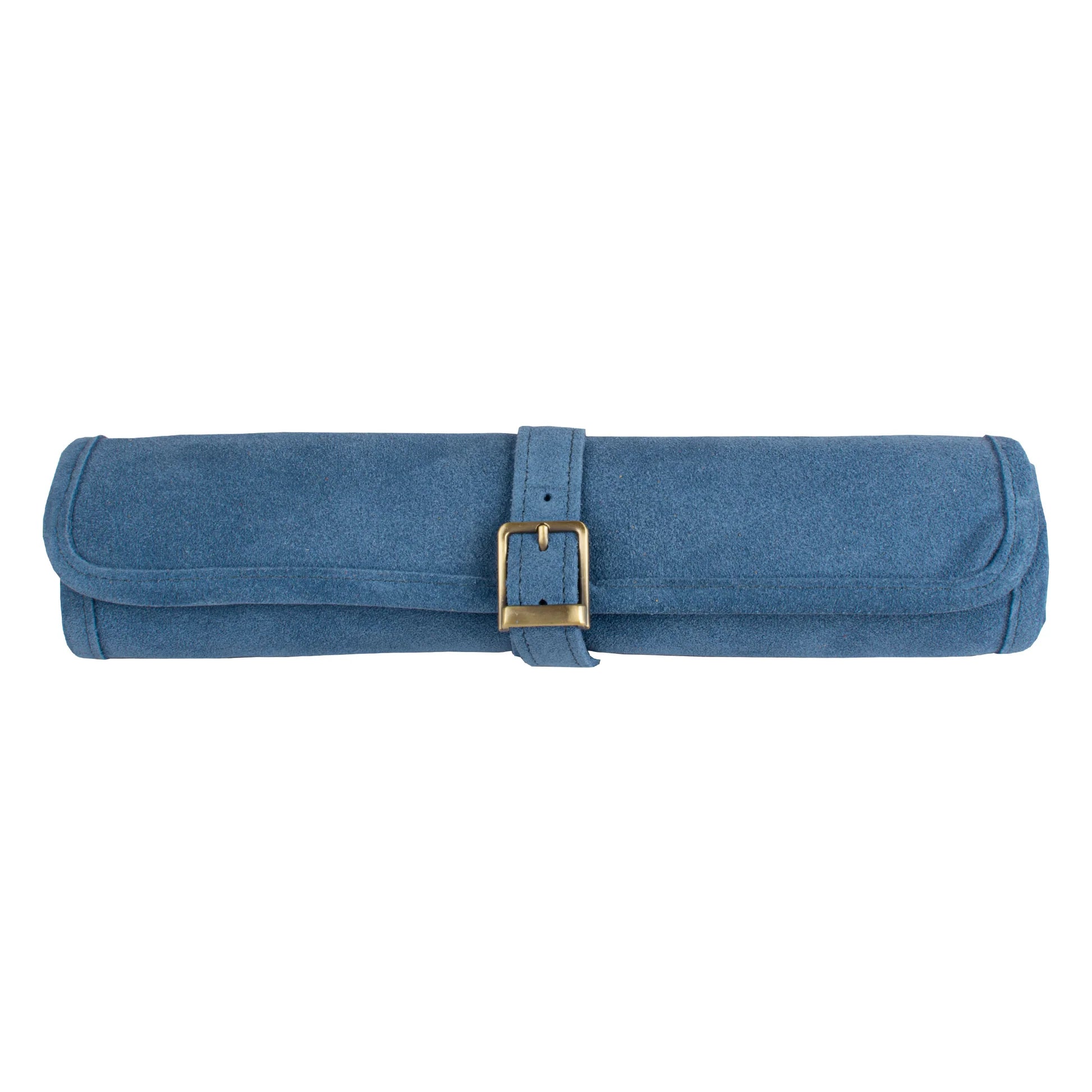PREMIUM HANDCRAFTED DENIM BLUE SUEDE ROLL-UP BACKGAMMON SET