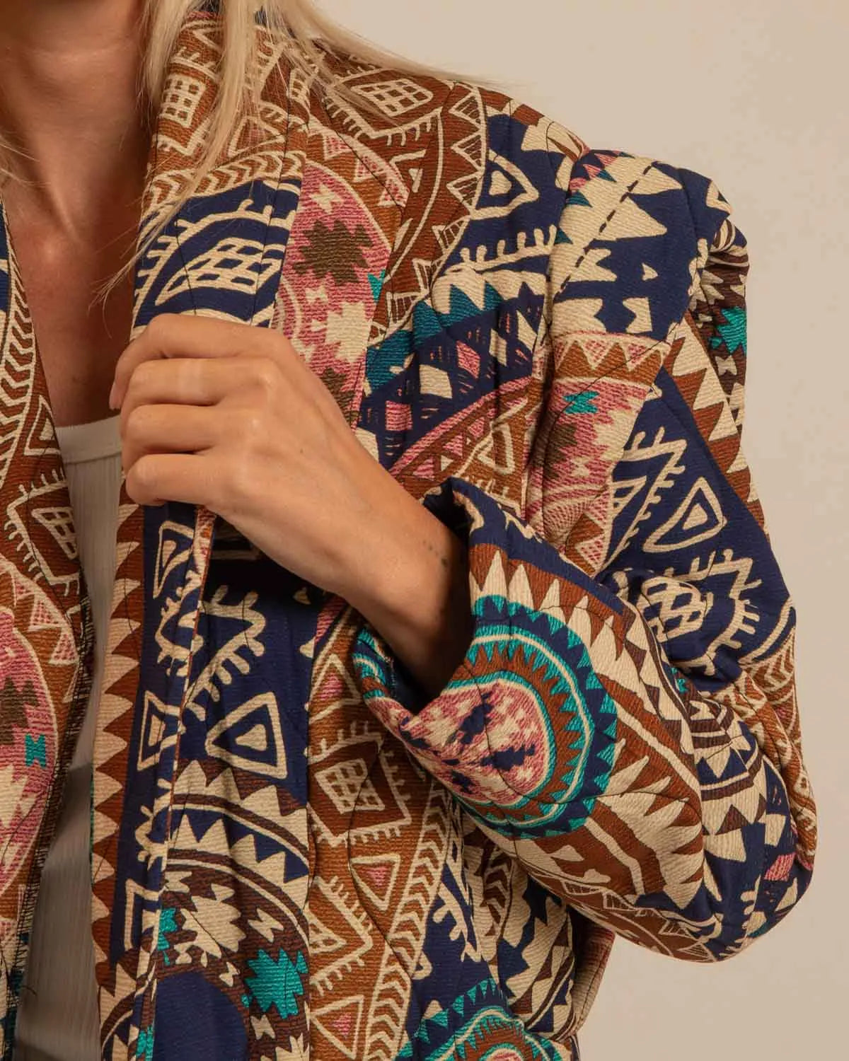 SANFRANSISCO2 VEST KIMONO PRINT INKA NAVY